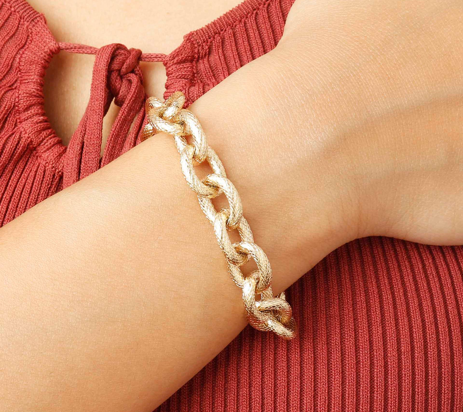 Steel by Design Textured Oval Rolo Link Bracelet