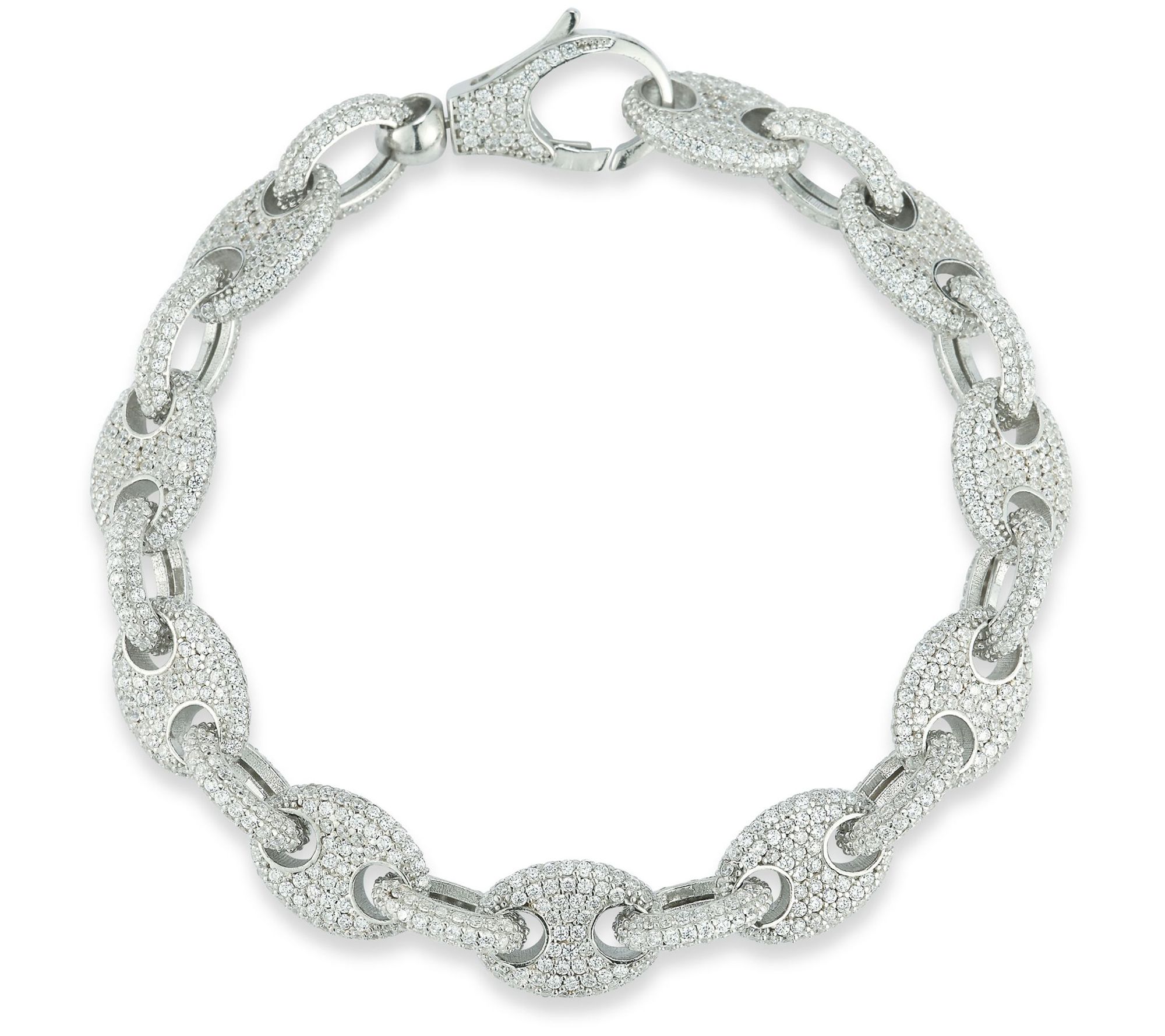 Sterlina Silver Pave Mariner Link Bracelet, Sterling