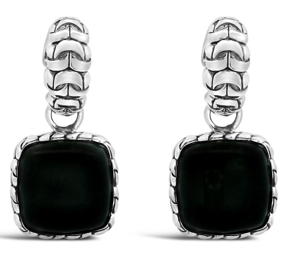 Tiffany Kay Studio Sterling Onyx Purl Knit Dangle Earrings