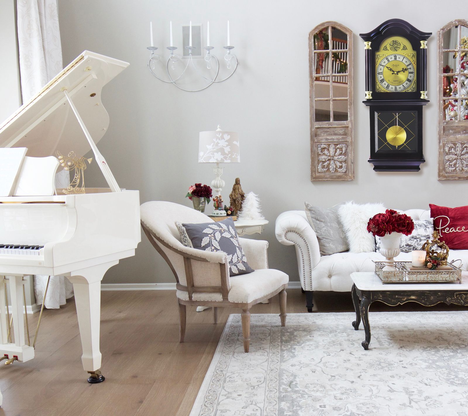 26 Inch Chiming Pendulum Wall Clock in AntiqueMahogany