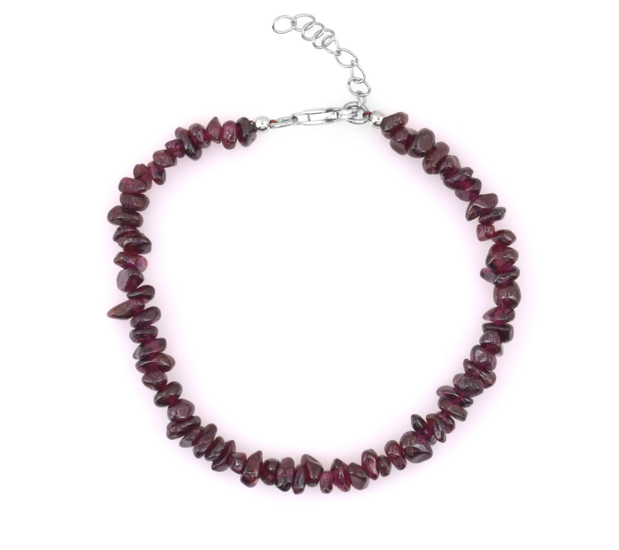 Sterling Silver Uncut Multi-Gemstone Beaded Bracelet