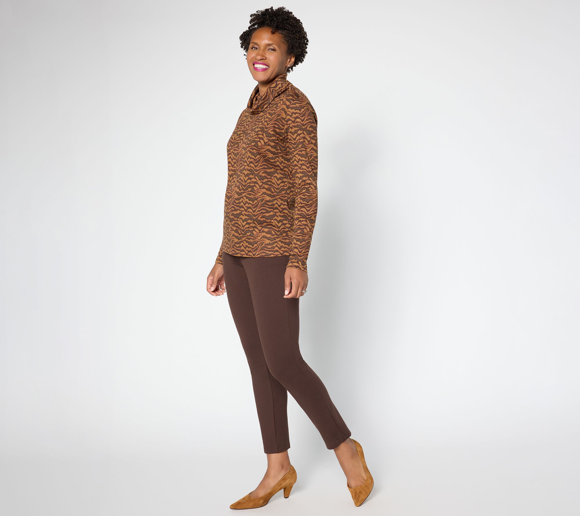 Martha Stewart Signature Printed Knit Turtleneck Top
