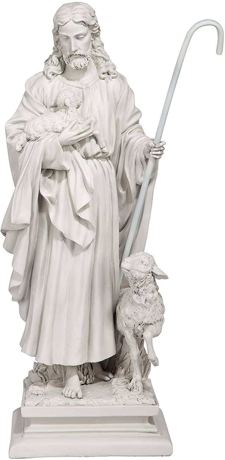 Design Toscano Jesus The Good Shepherd Garden Statue, Gray, Large