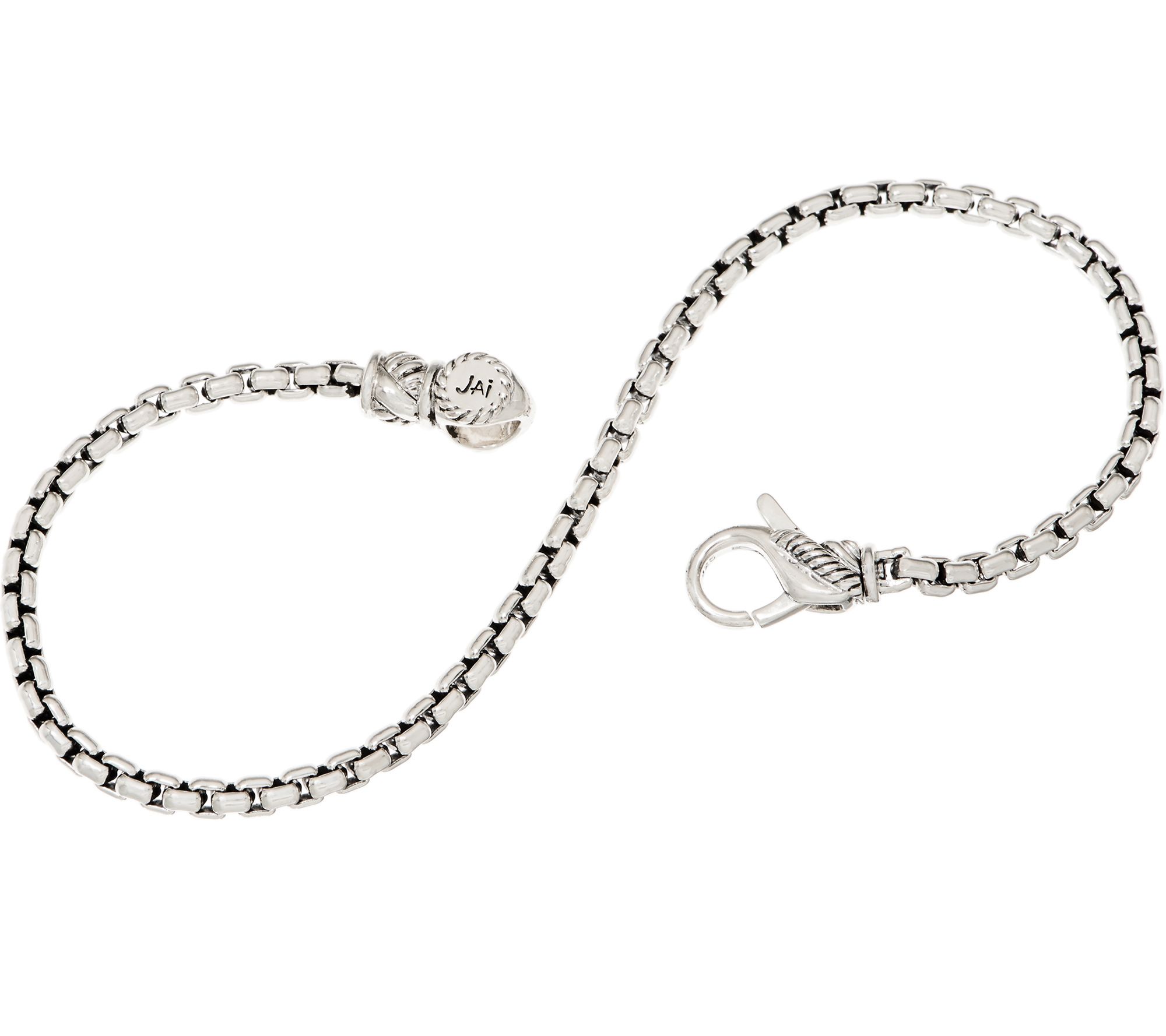 JAI Sterling Silver 2.7mm Box Chain Bracelet