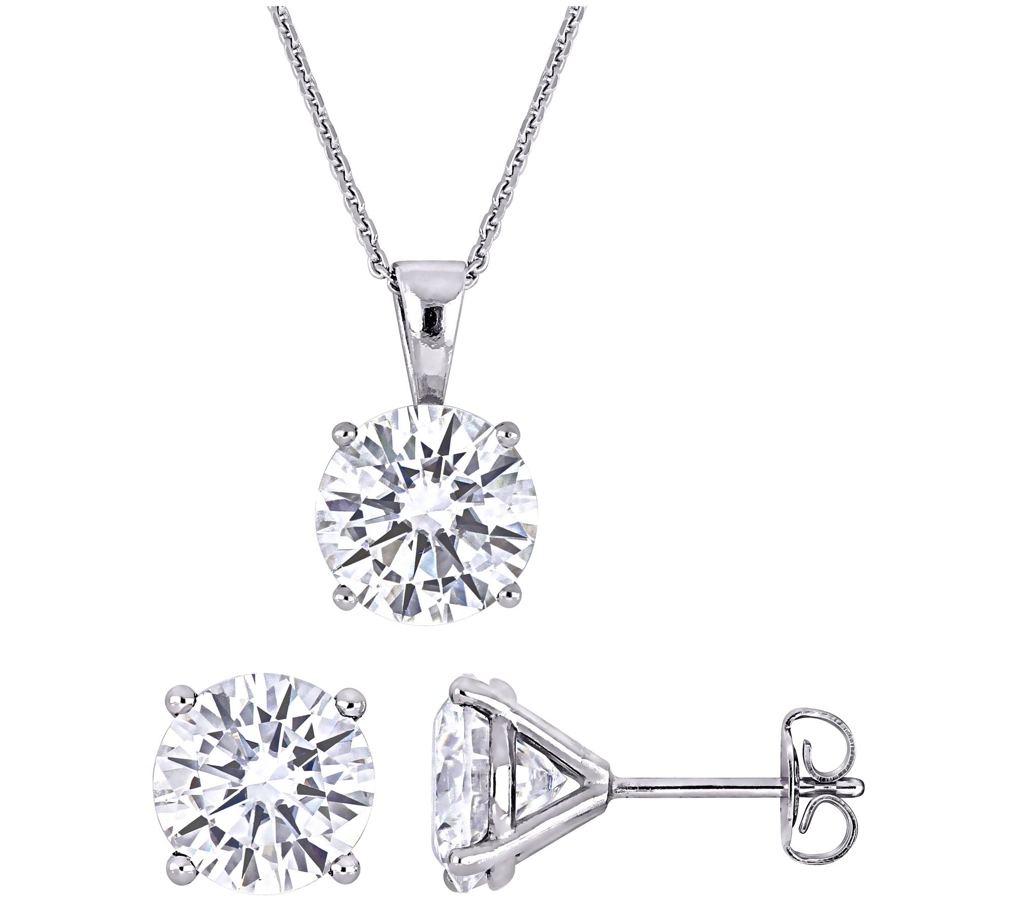 MoissanIce Moissanite 5.85 cttw Earrings & Necklace Set, 14K