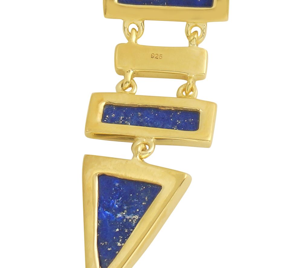 Geometric Lapis Necklace, Sterling