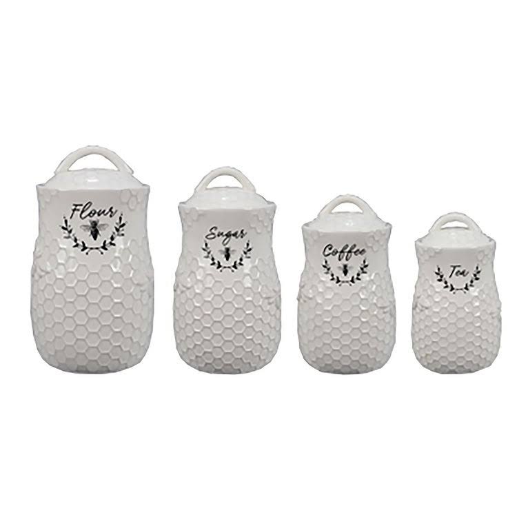 Young&s Gift Ceramic Canisters Set of 4 (Honey Bee)