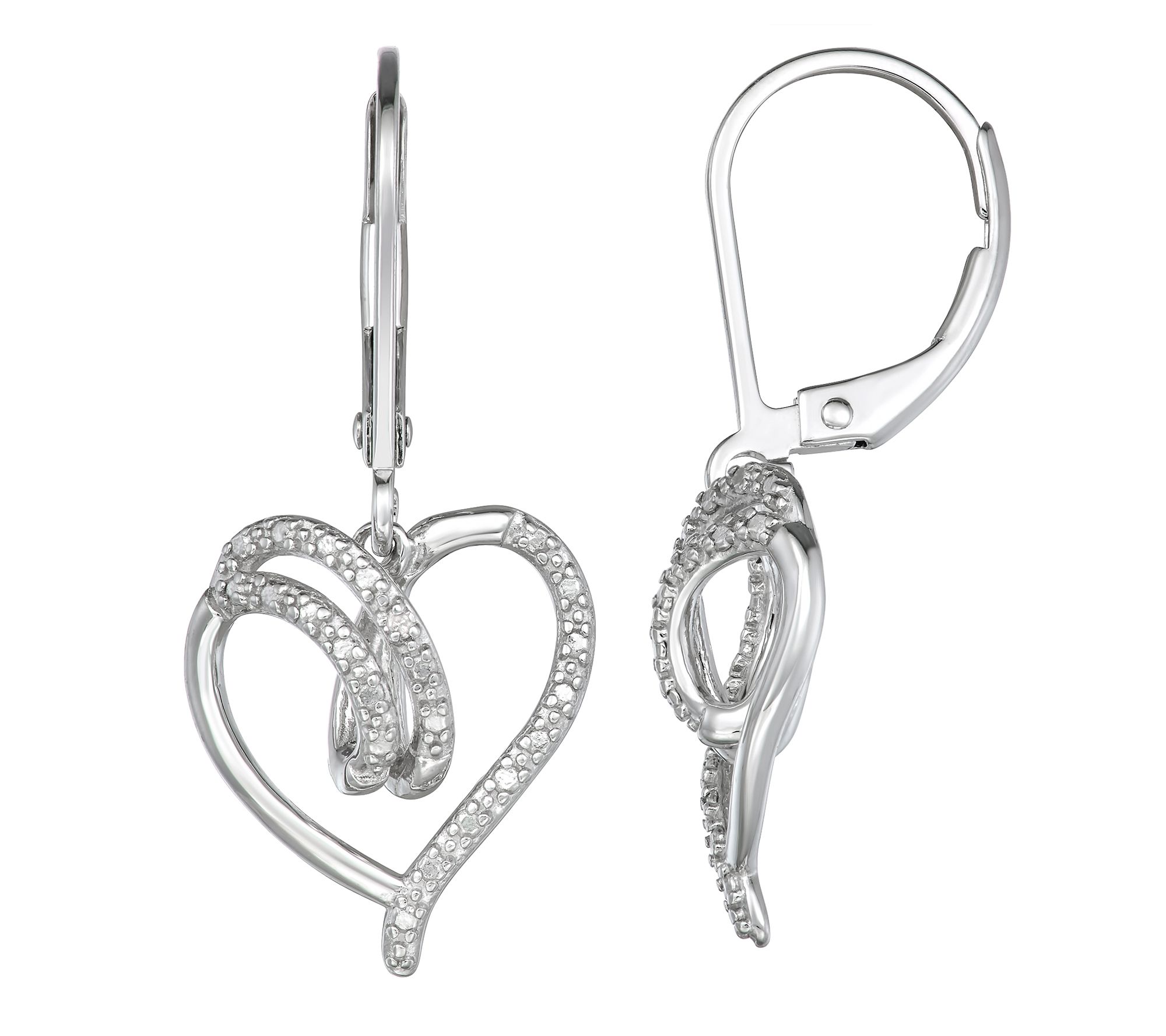 Sterling Silver Diamond Accent Open Heart Swirl Earrings