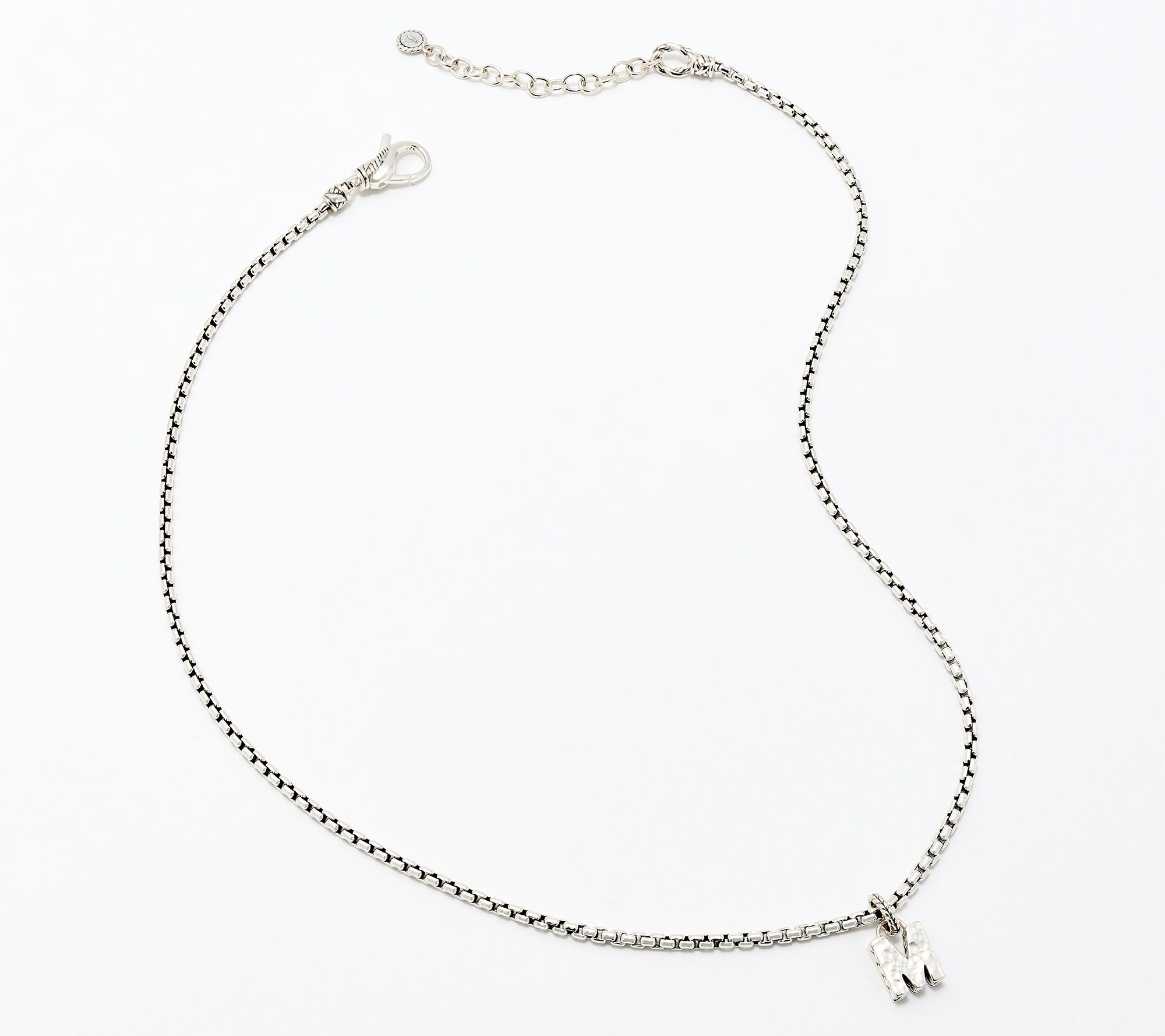 JAI Sterling Silver 2.7mm Box Chain Initial 18