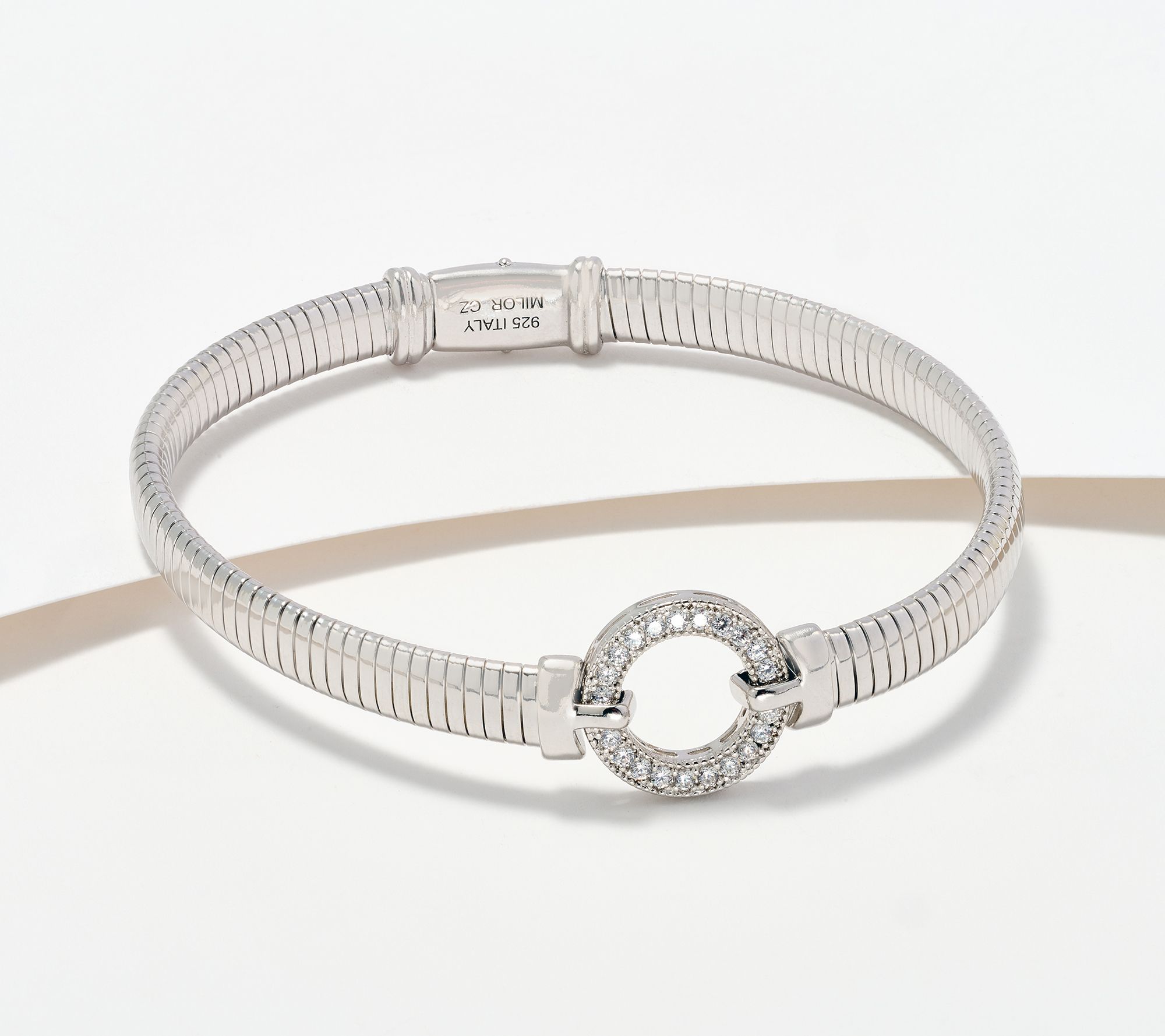 Diamonique Italia Center-Circle Tubogas Bracelet, Sterl
