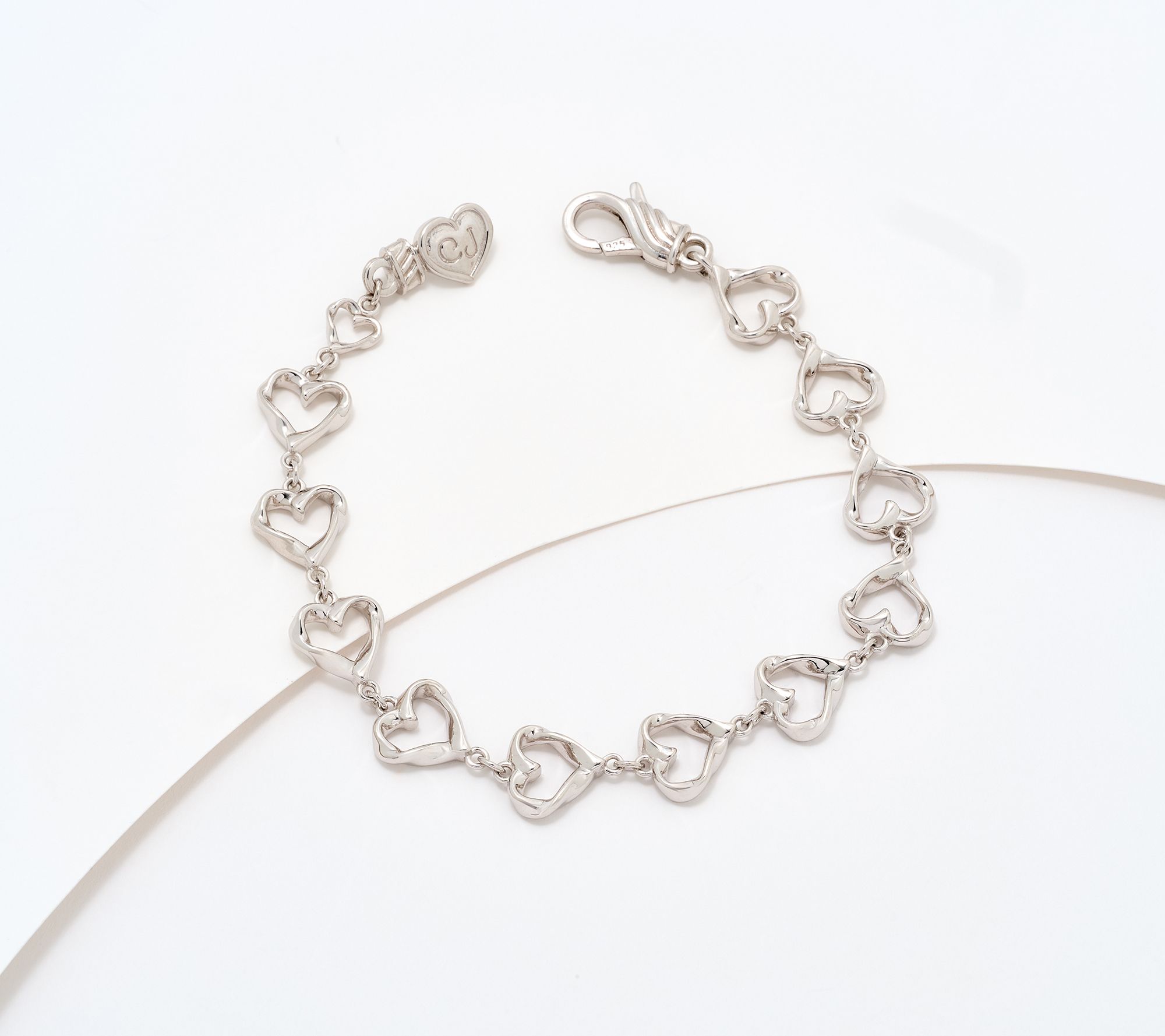 Christian James by Scott Grimes Sterling Silver Heart Link Bracelet 11.0g