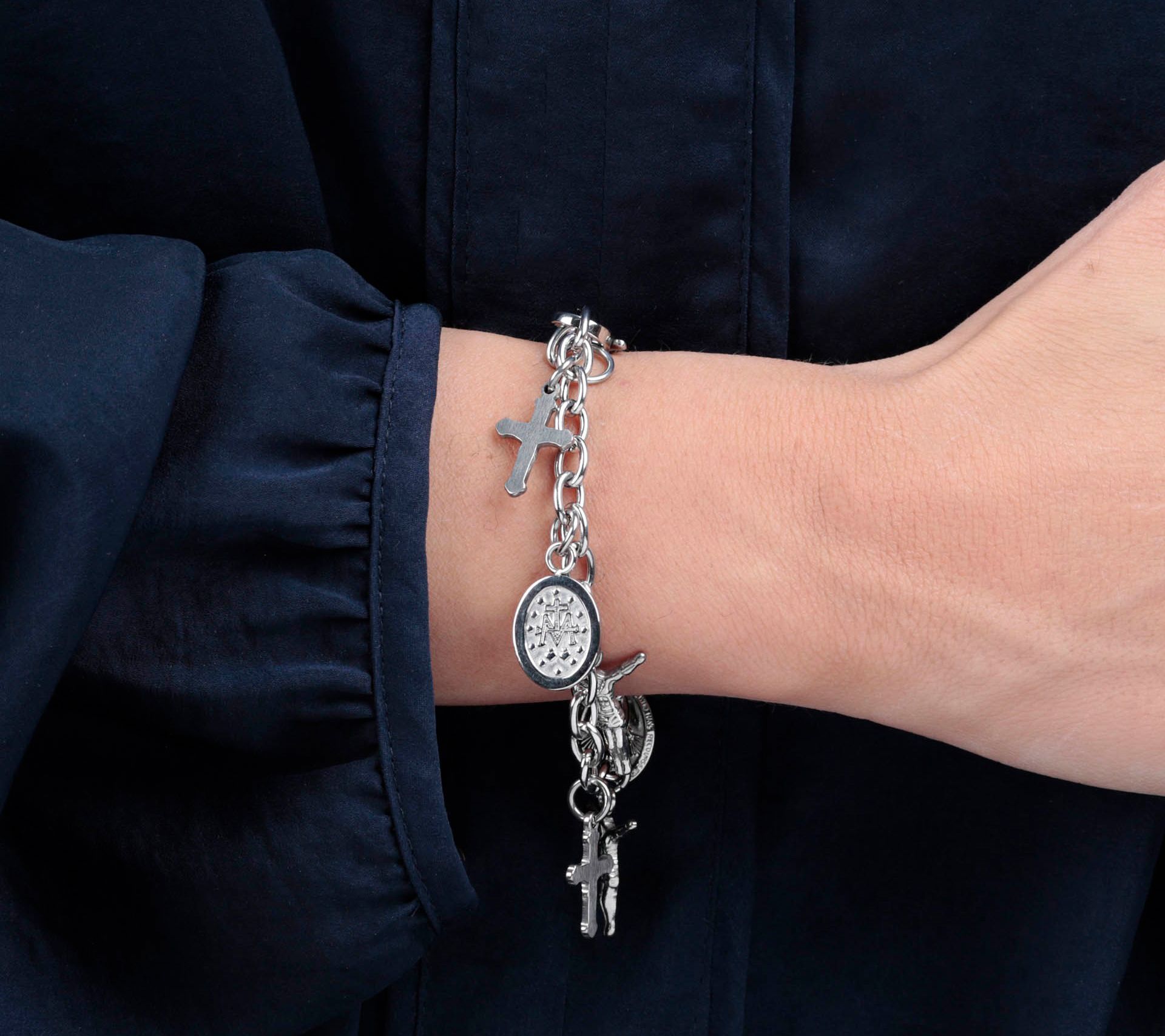 Steel by Design Religious Motif Charm Bracelet