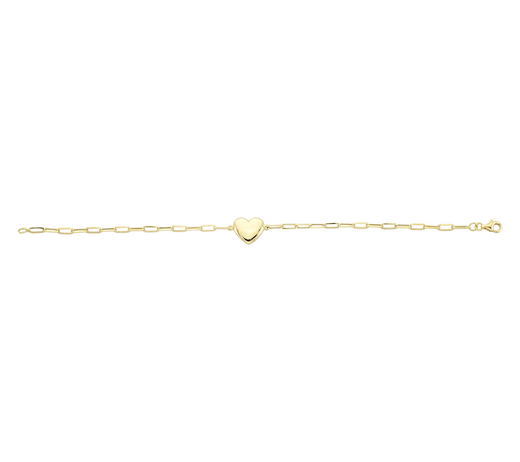 Adorna 14K Gold Paperclip Heart Design Link Bracelet