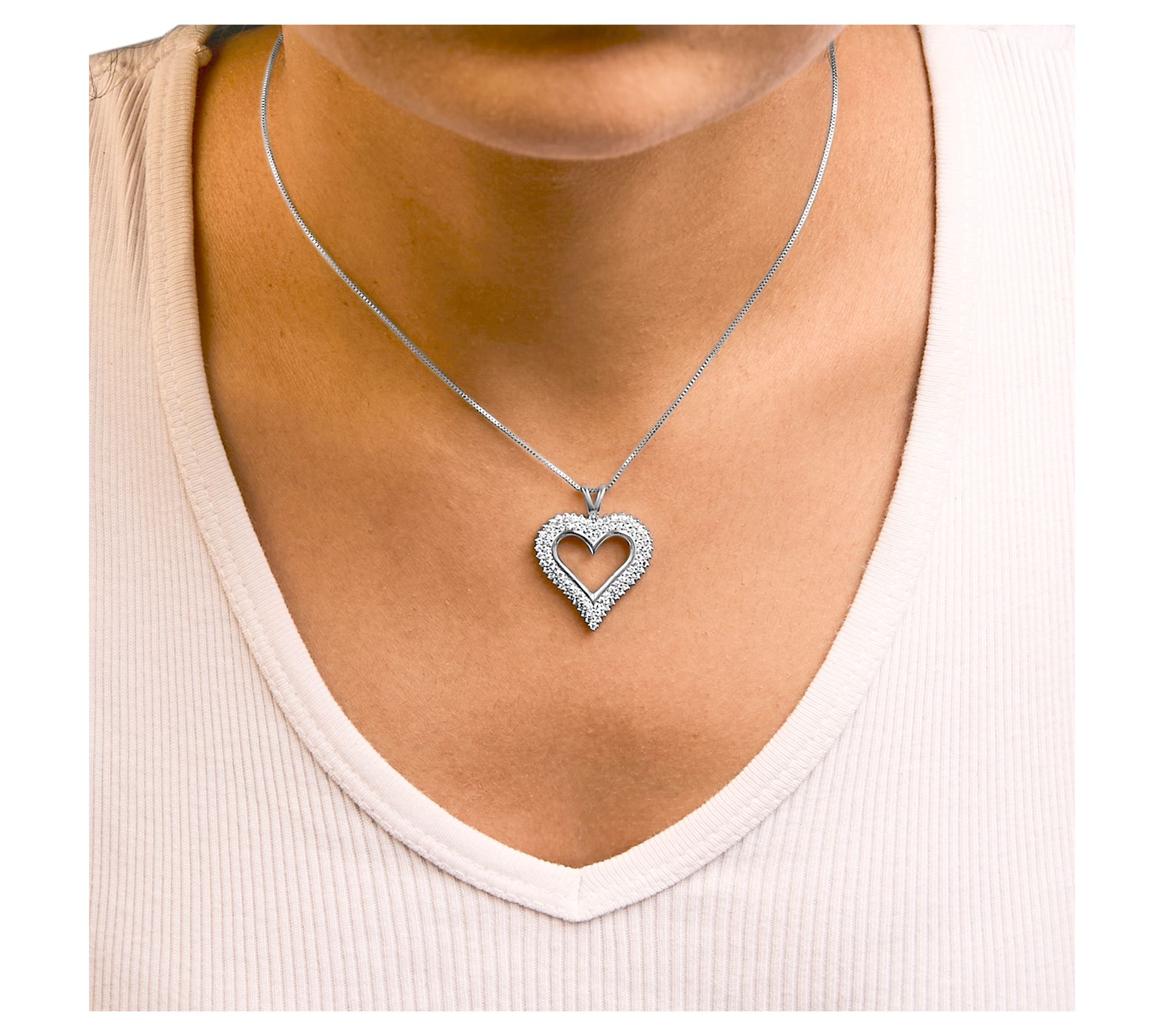 Haus of Brilliance Lab-Grown Diamond Heart Necklace, Sterling