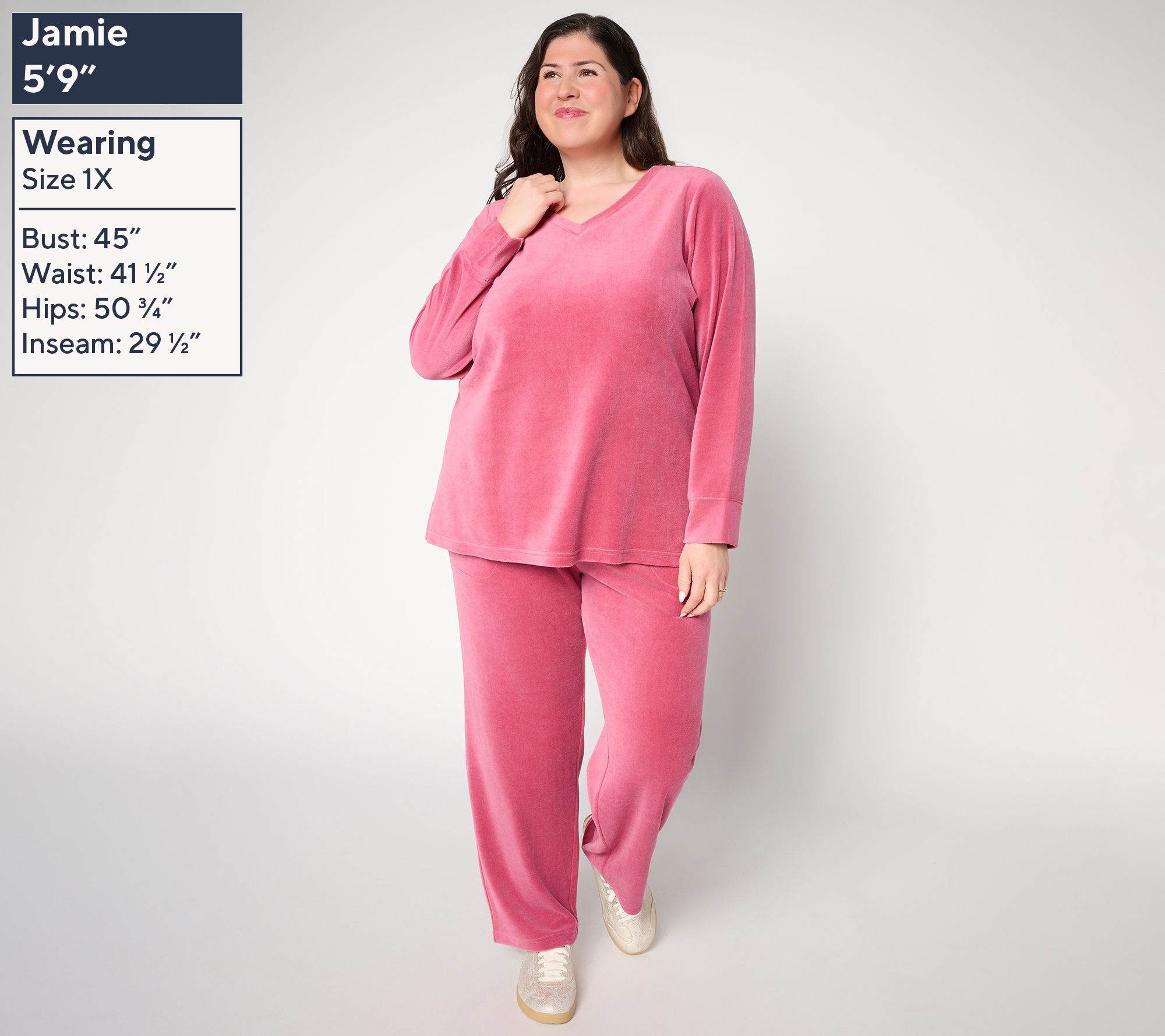 Denim & Co. Active Regular Velour Top & Straight Leg Pants Set