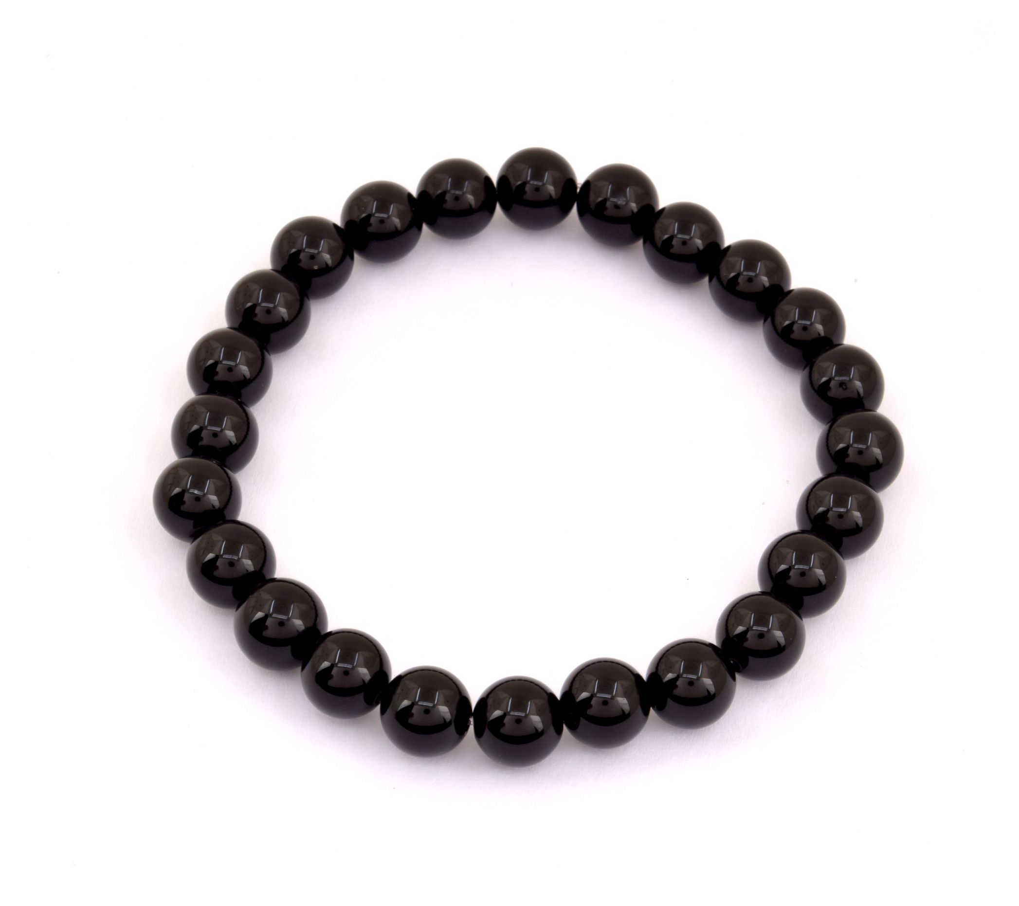 Black Chalcedony Smooth Beaded Stretch Bracelet