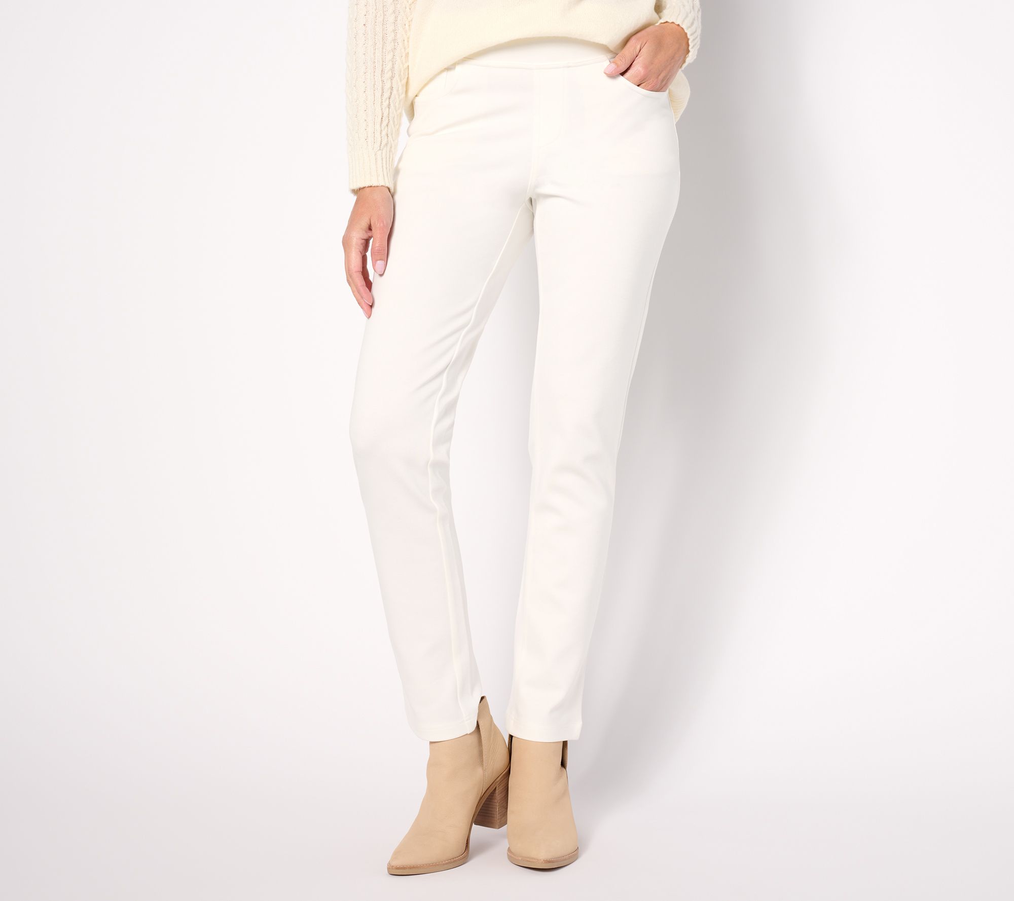 Belle by Kim Gravel Petite Perfect Ponte Straight Leg Pant