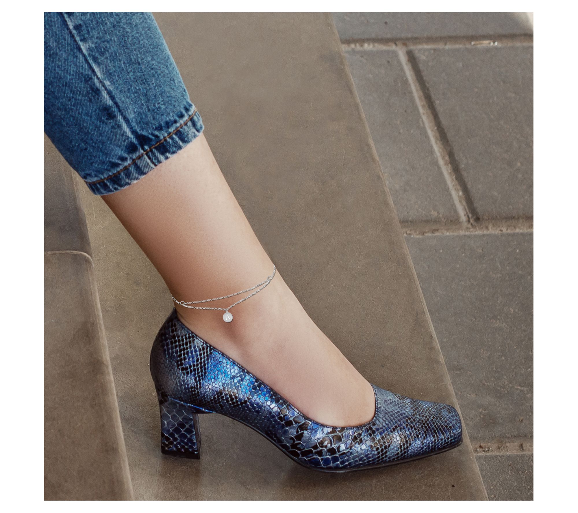 Personalized Sterling Silver Floating Initial Ankle Bracelet