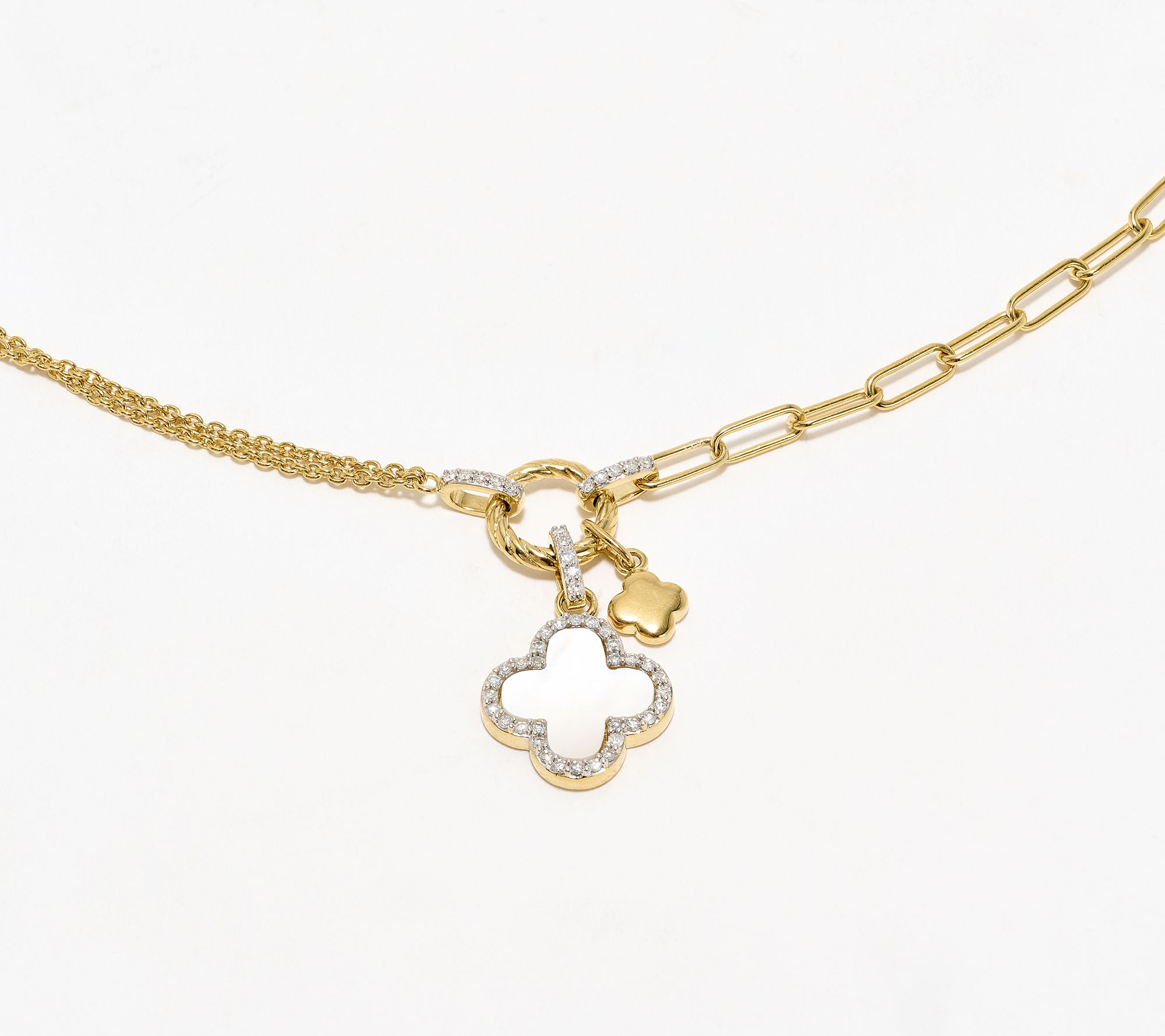 Accent by Affinity 0.27 cttw MOP Clover Charm Necklace, Sterl