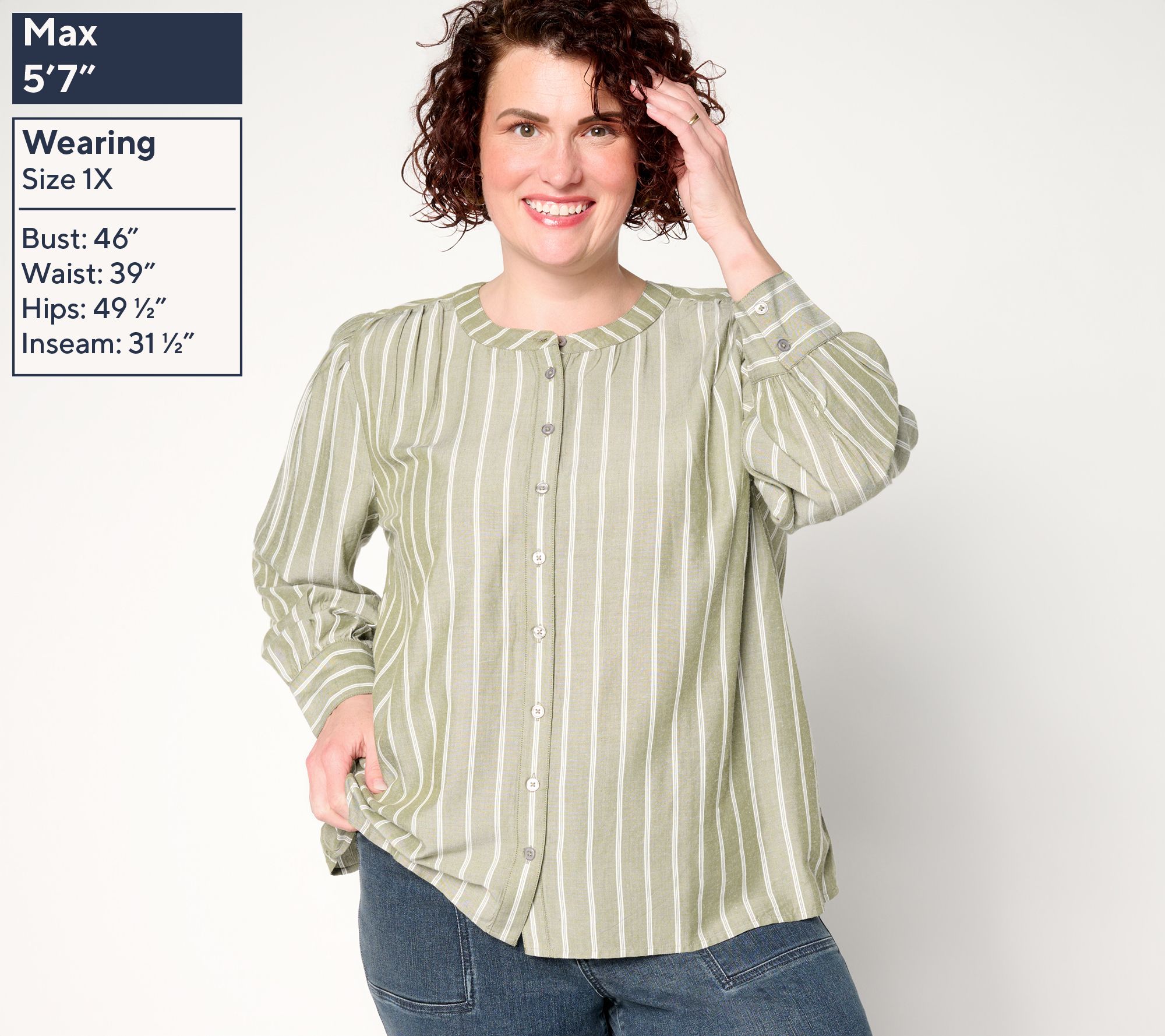 Me by Jennie Garth Goldie Yarn Dye Striped Blouse