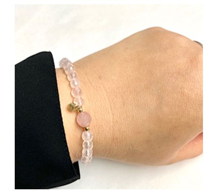 Alkeme 10K Gold Eternal Love Rose Quartz Stretch Bracelet