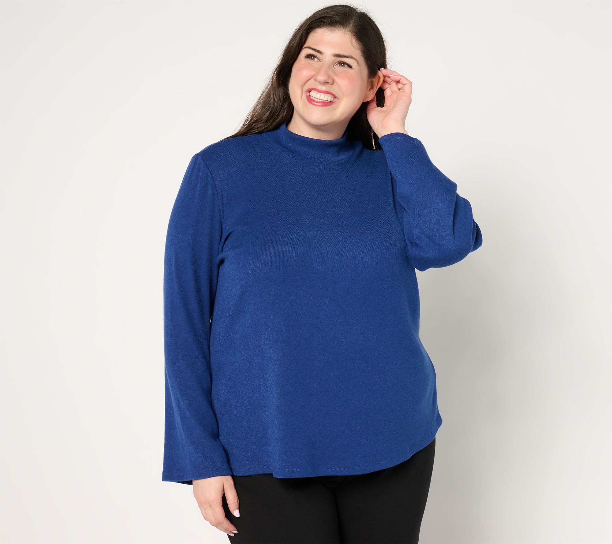 Dennis Basso Luxe Mock Neck Sweater with Bell Sleeves