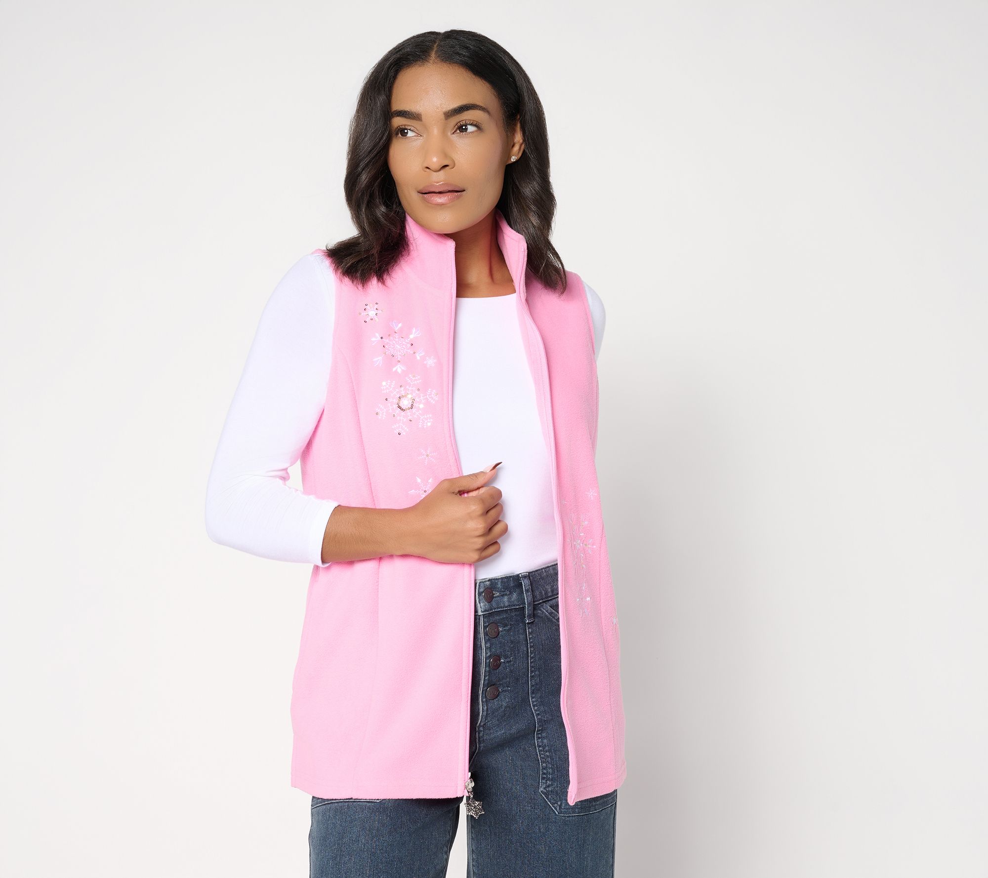 Quacker Factory Blizzard Fleece Zip-Up Vest