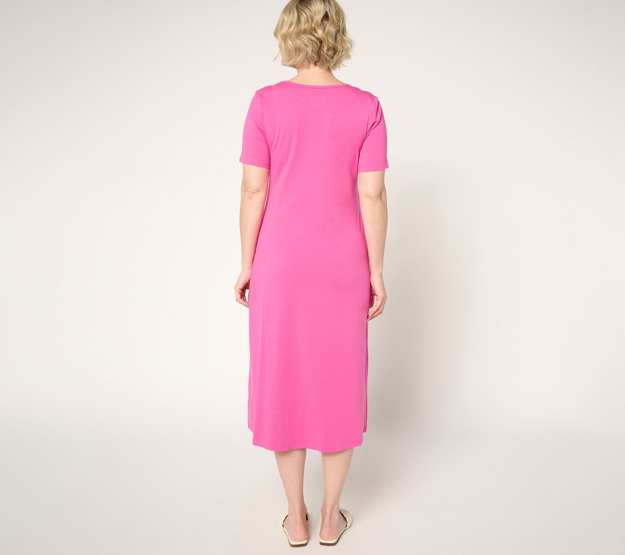 Denim & Co. Petite Favorite Jersey Short Sleeve Midi Dress