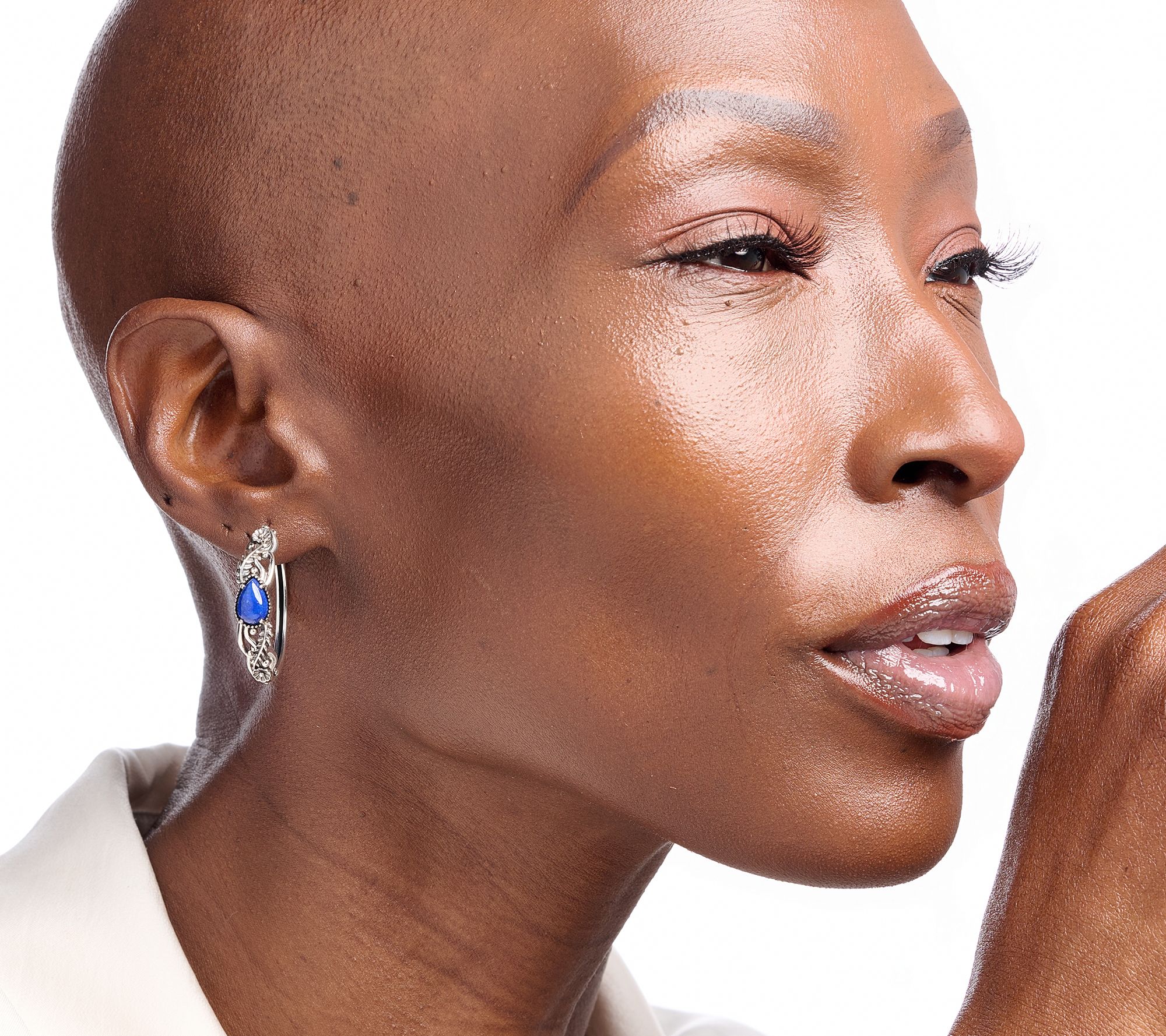 American West Sterling Silver Vine & Leaf Hinge Hoop Earrings