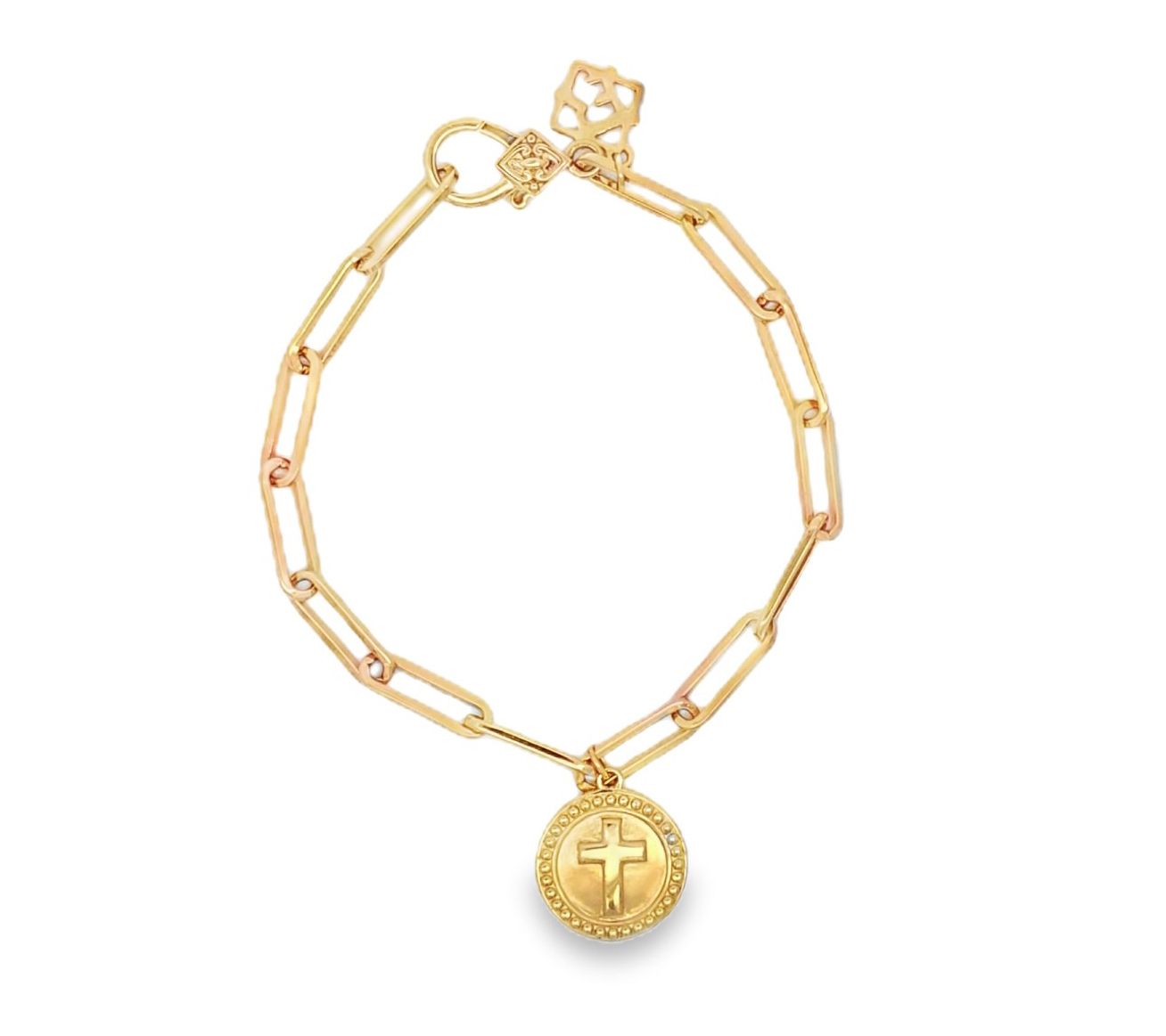 Elyse Ryan 14K Gold Clad Lisa Cross Charm Bracelet