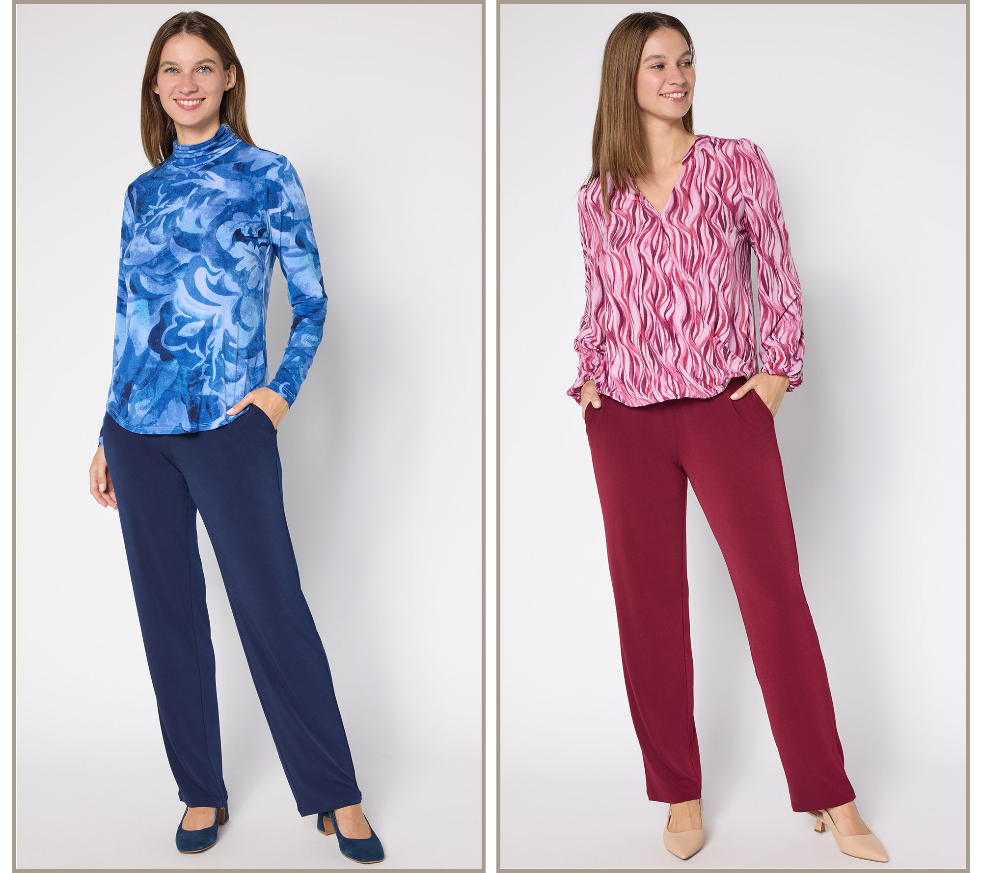 Susan Graver Essentials Regular Set of 2 Liquid Knit Pants