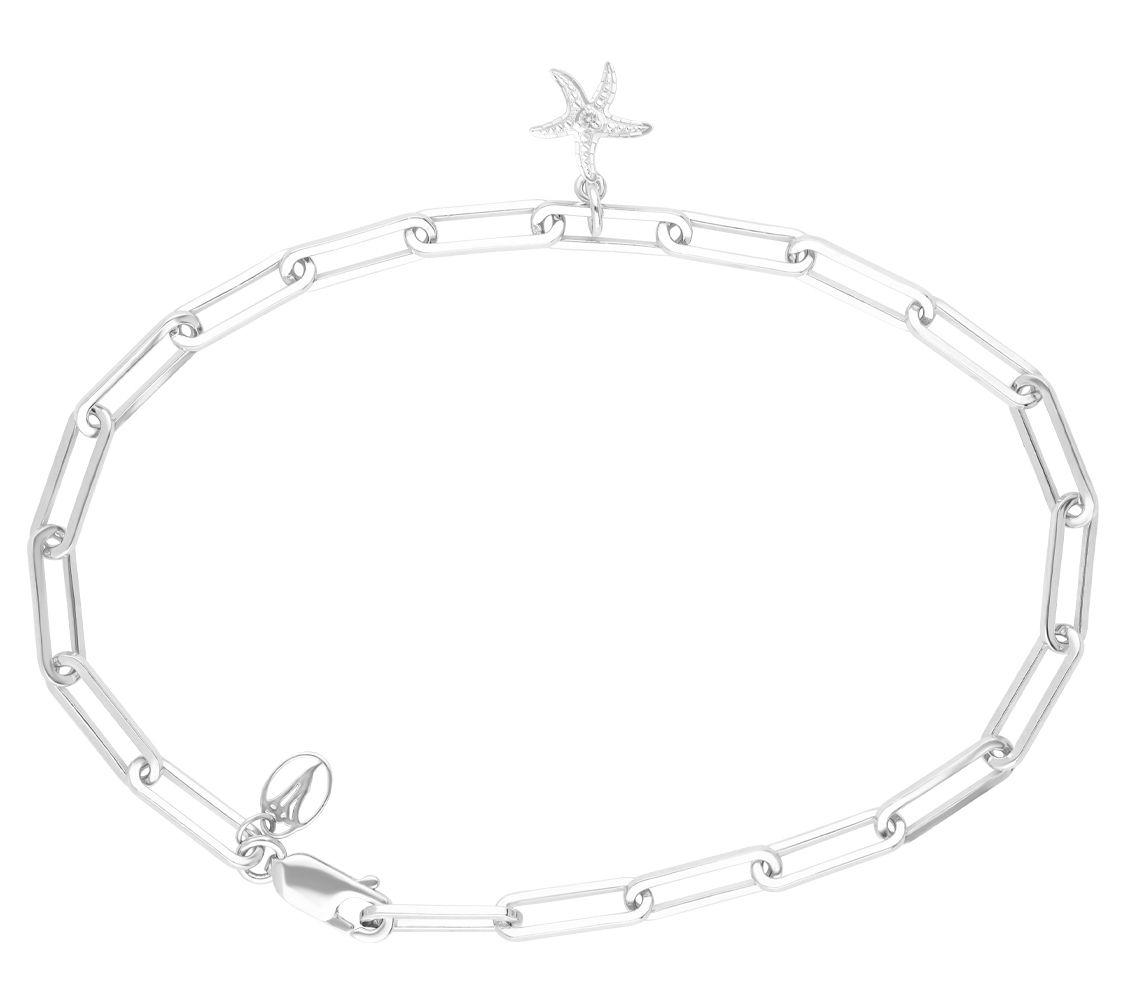Goddaughters Sterling White Sapphire Starfish Ankle Bracelet
