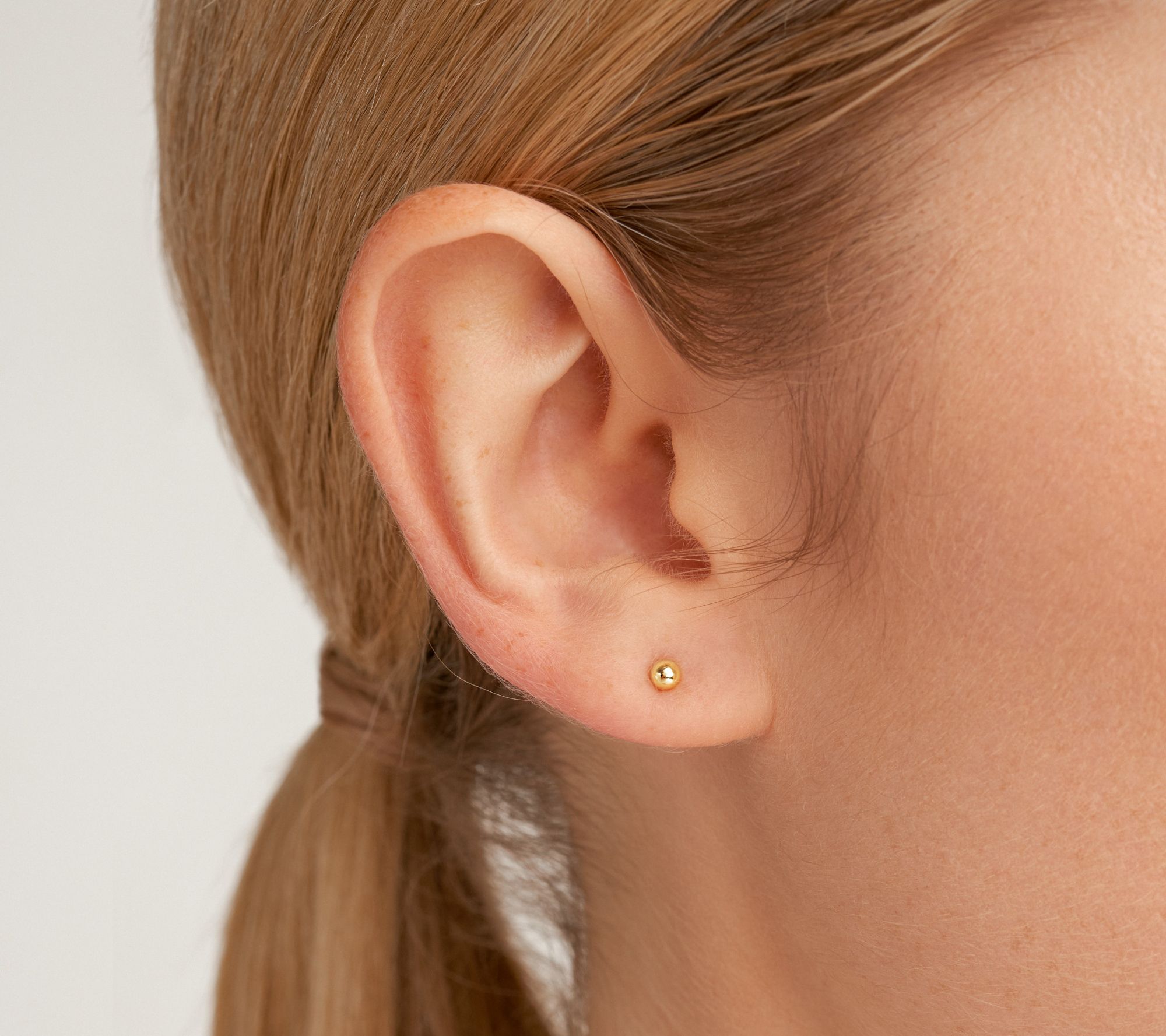 High Polished Ball Stud Earrings, 18K Gold Clad Sterling