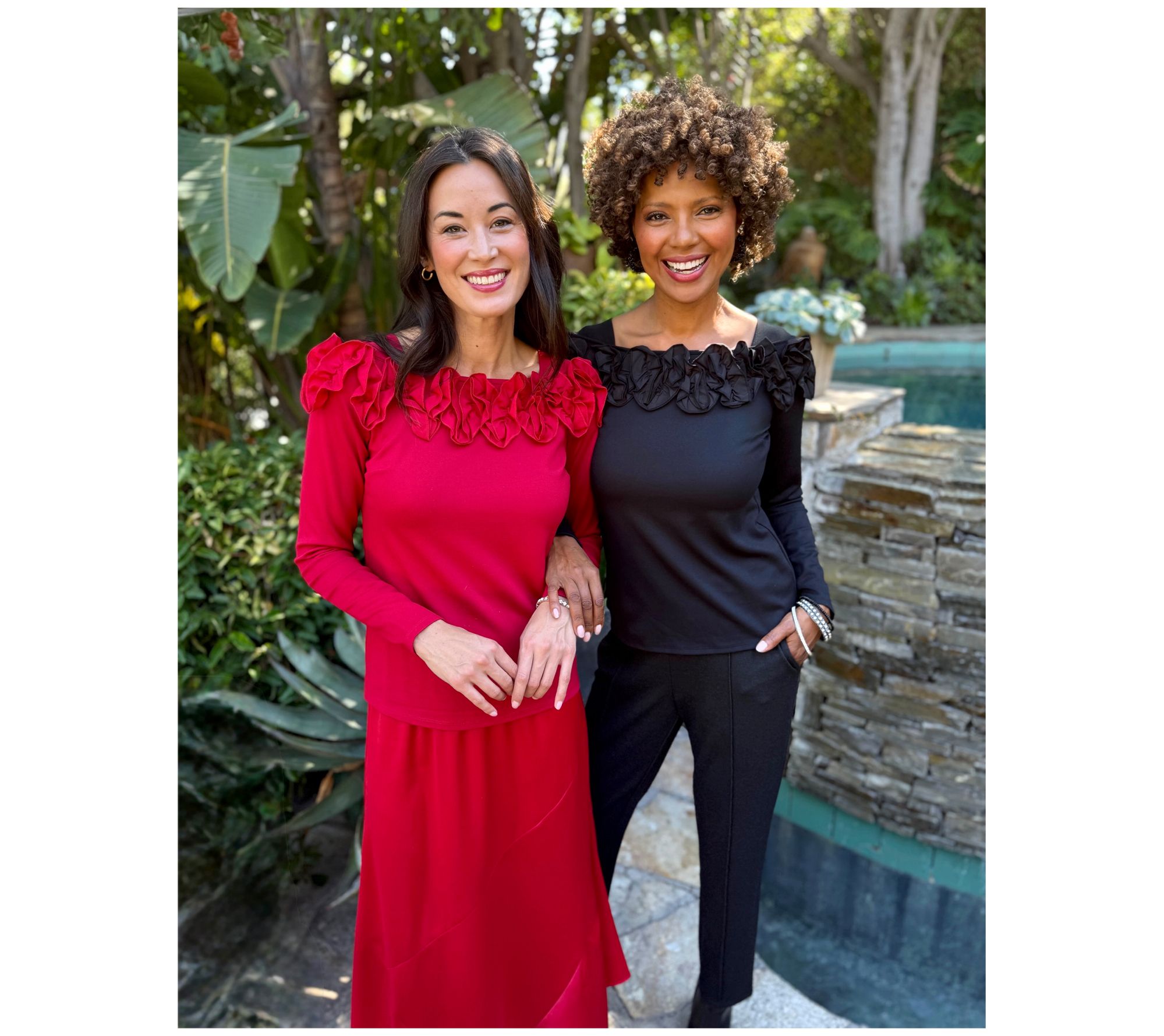 BEAUTIFUL by Lawrence Zarian Silky Ponte Top with Rosette Detail