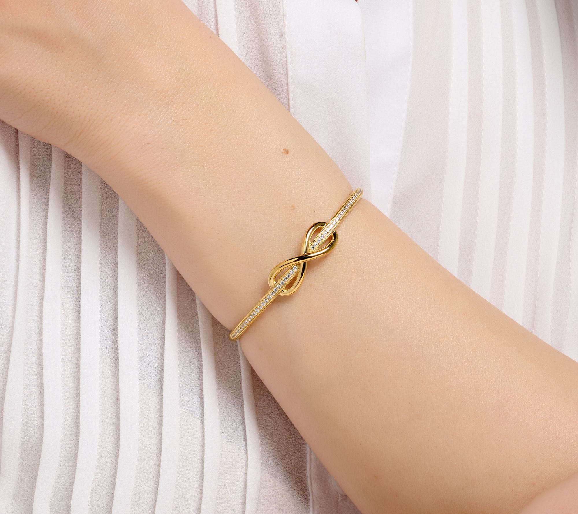 Diamonique Infinity Pave Cuff Bracelet, Sterling Silver