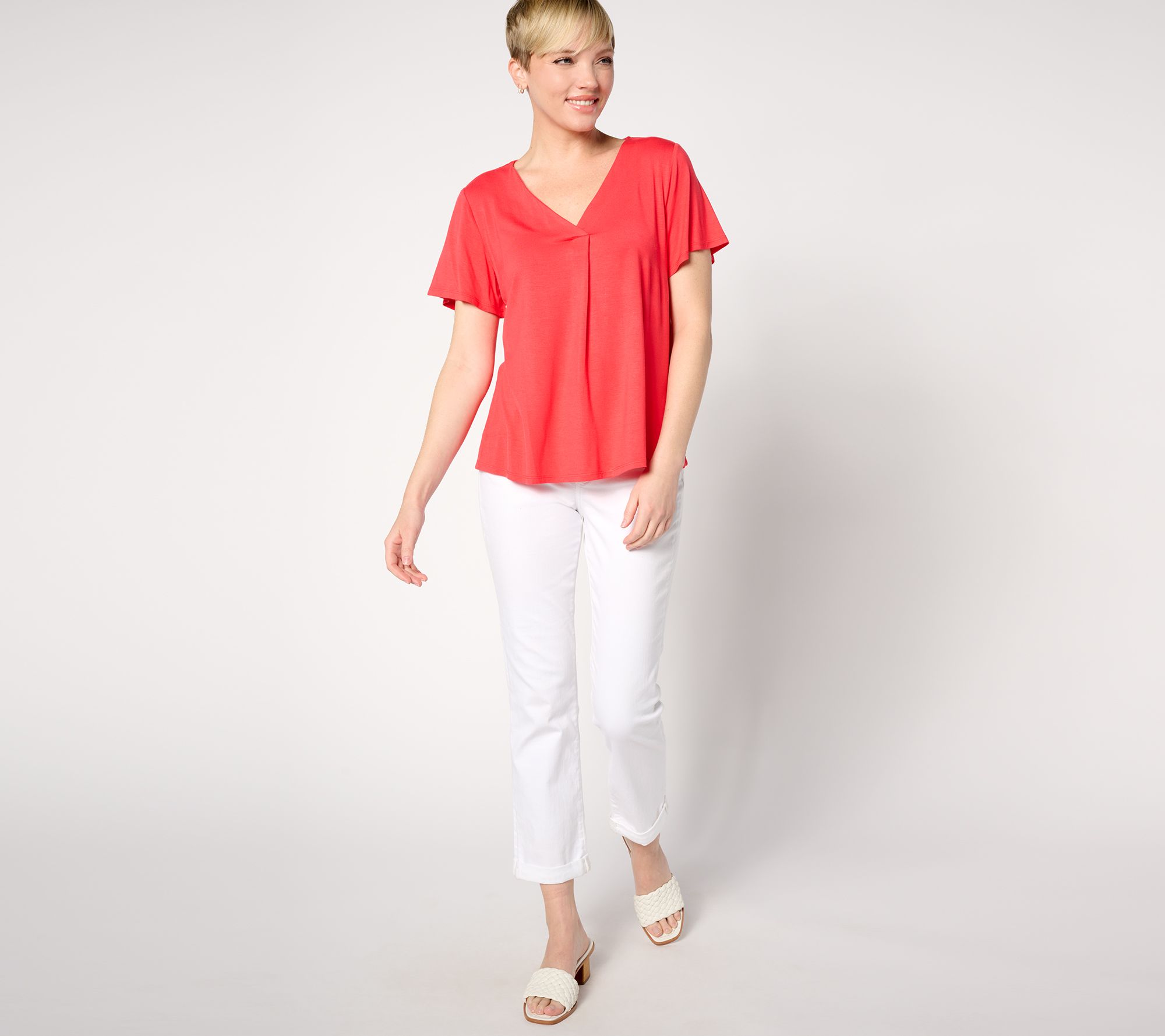 BEAUTIFUL by Lawrence Zarian Ecovero Jersey Knit V-Neck Top