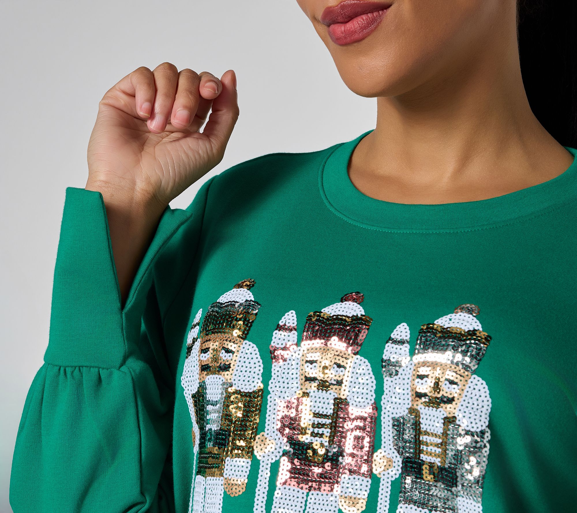 Jingle Belles by Kim Gravel Sequin Nutcracker Knit Top