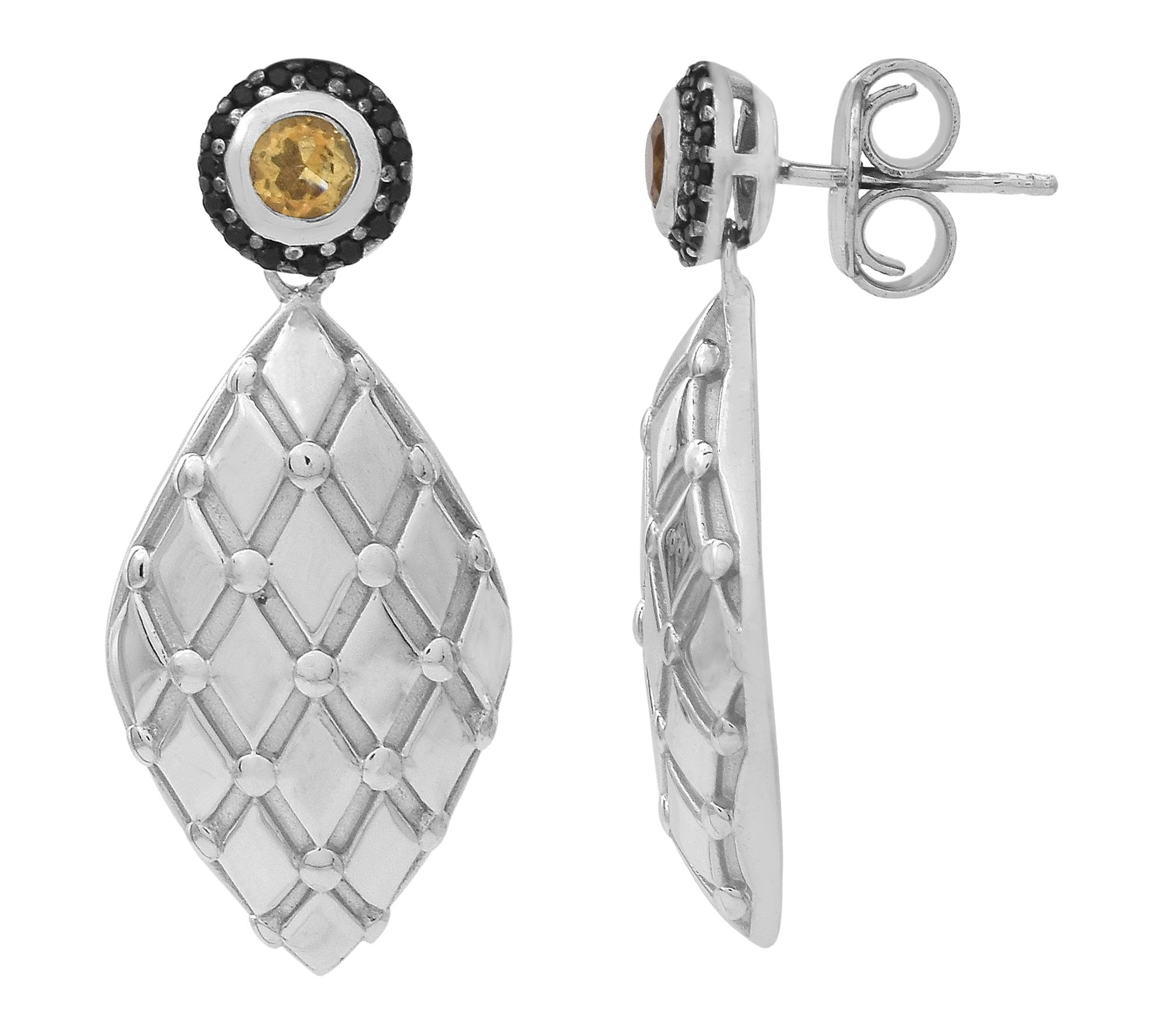 Affinity Gems Citrine & Black Spinel Dangle Earrings, Sterling