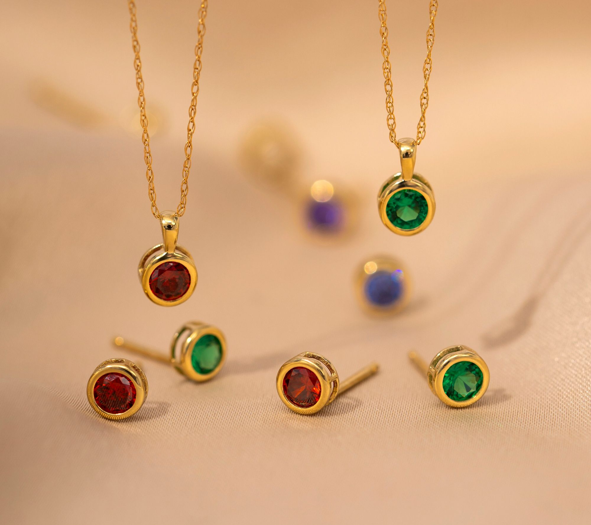 Diamonique Birthstone Stud Earrings, 10K Gold