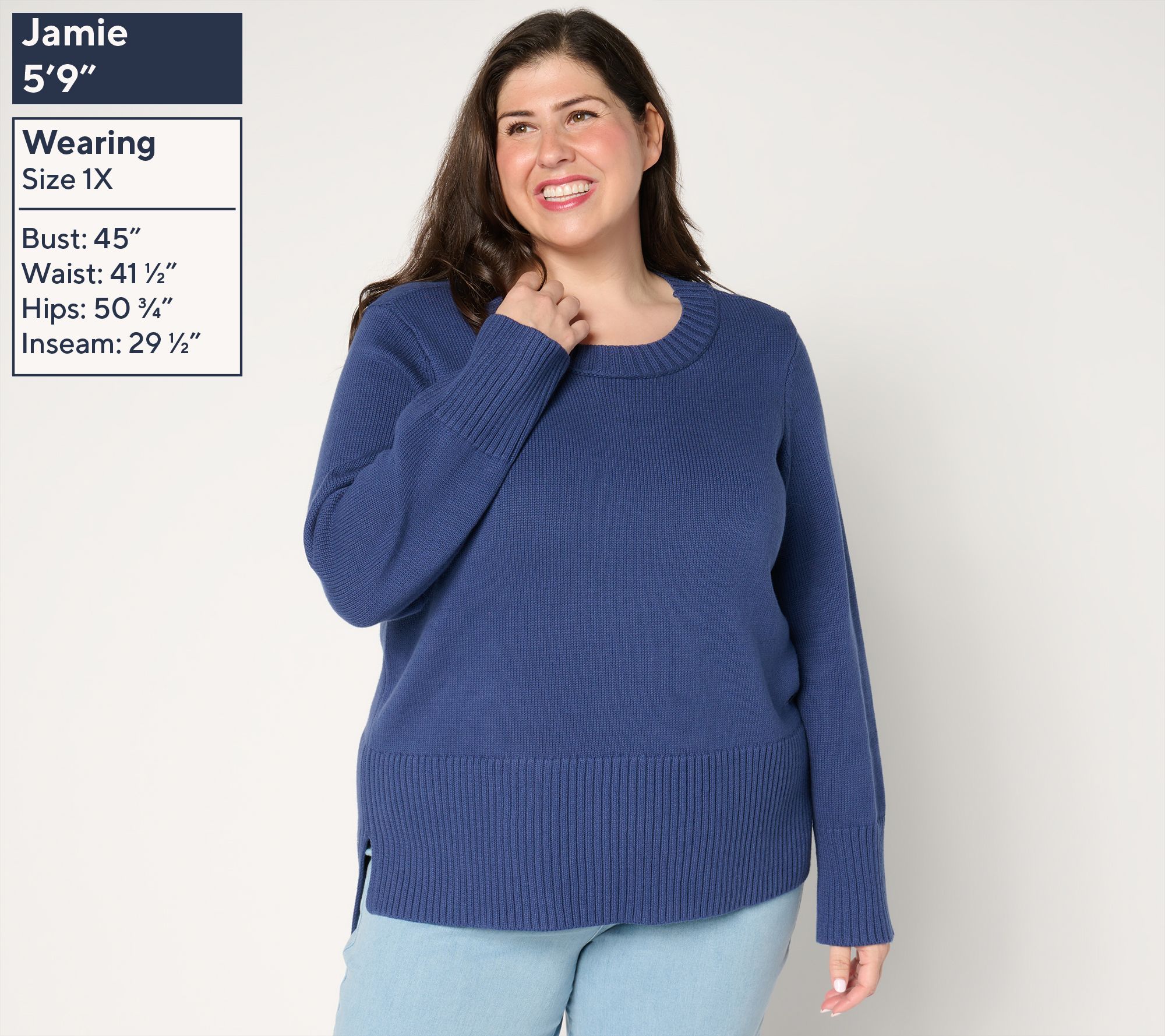 Peace Love World 100% Cotton Crewneck Sweater w/ Pop Color Detail