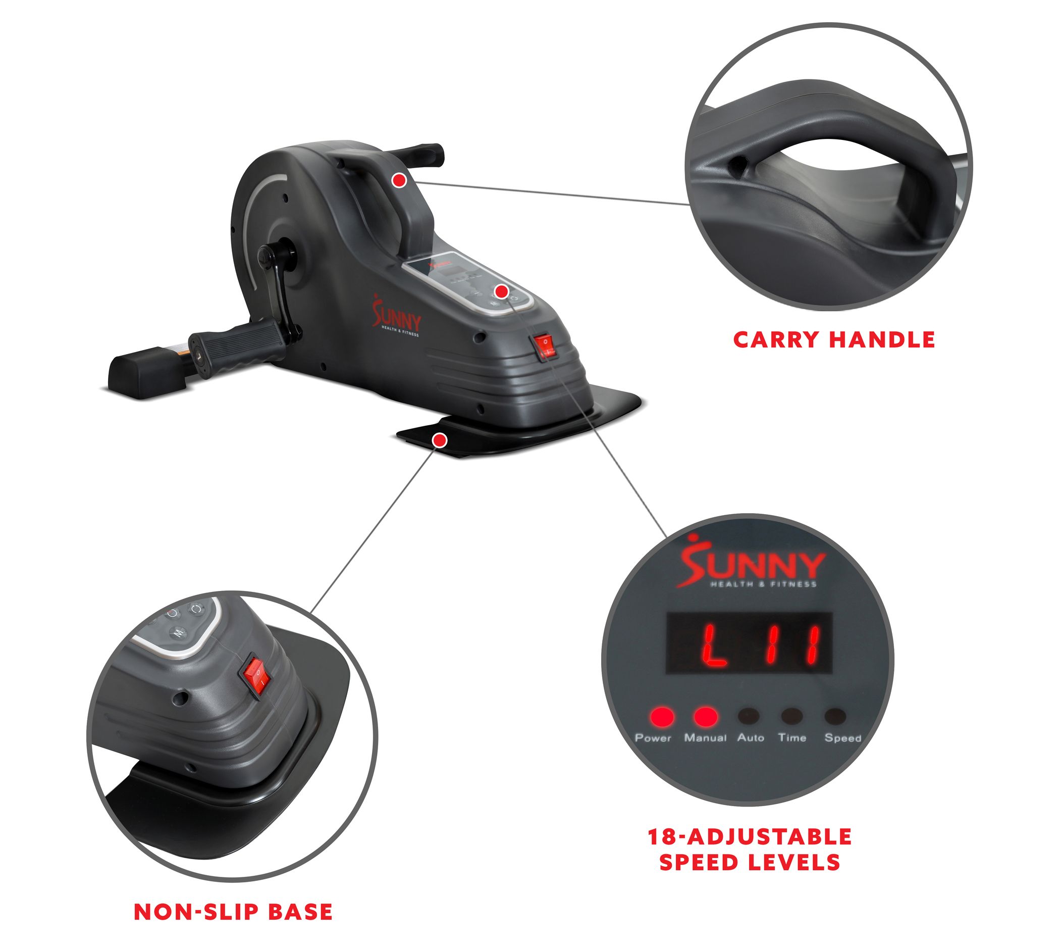 Sunny Health Fitness Motorized Under-Desk Bikeor Legs or Arm