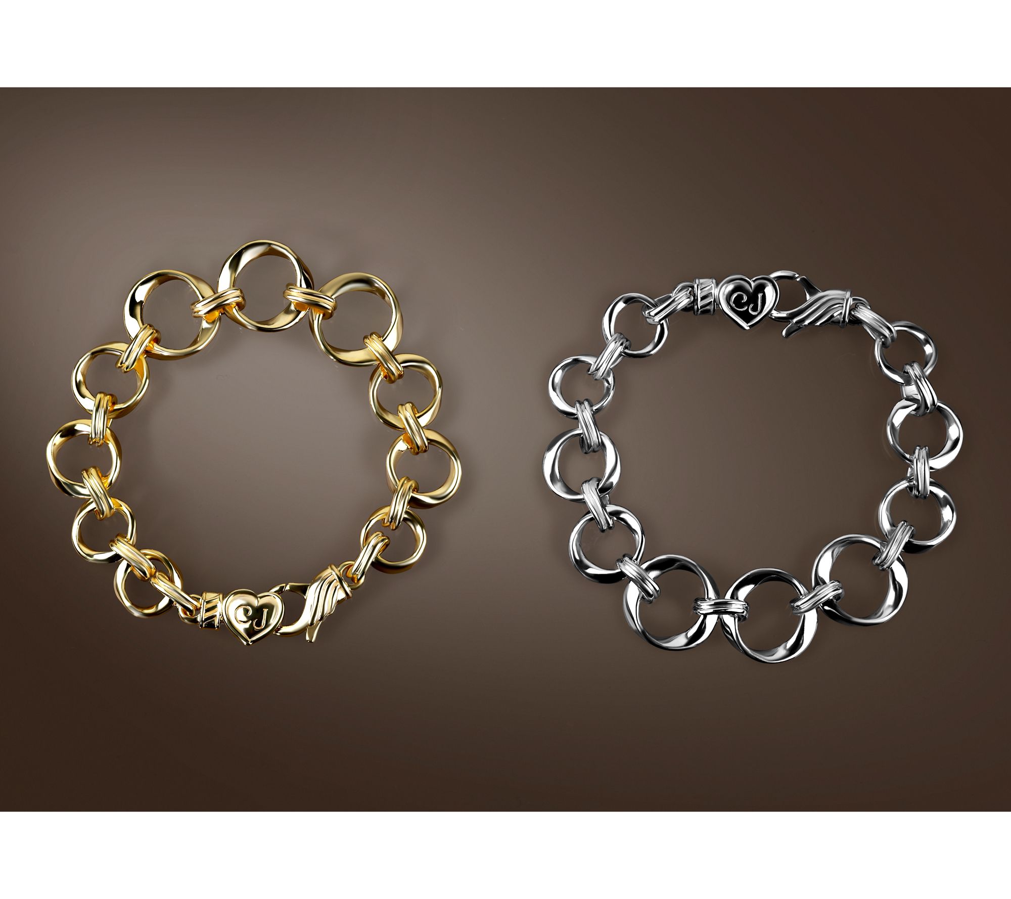 Christian James by Scott Grimes 14K Clad Ripple Circle Link Bracelet, 15.0g