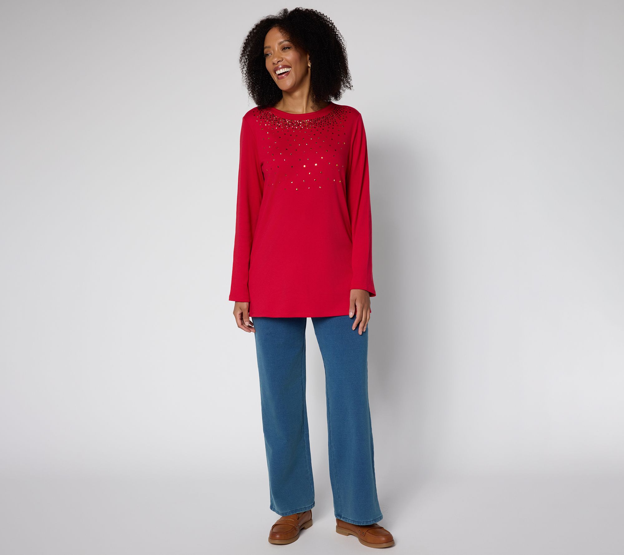 Quacker Factory Fallin' For Sequins Long Sleeve Tunic Top