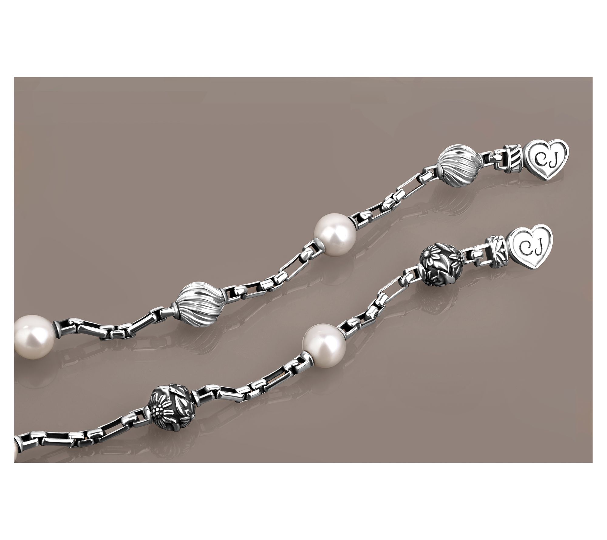 Christian James by Scott Grimes Sterling Silver Cultured Pearl Floral Bracelet