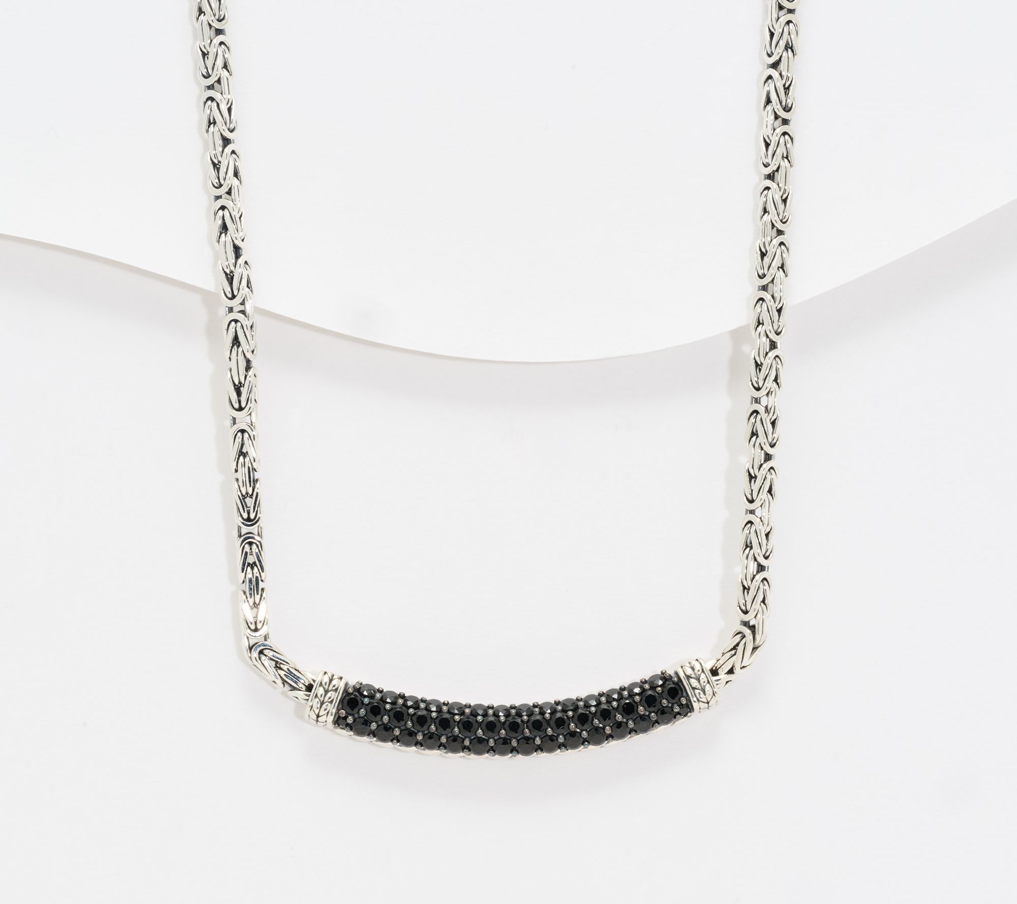 JAI Sterling Silver 3.5mm Byzantine Pave Gemstone 18