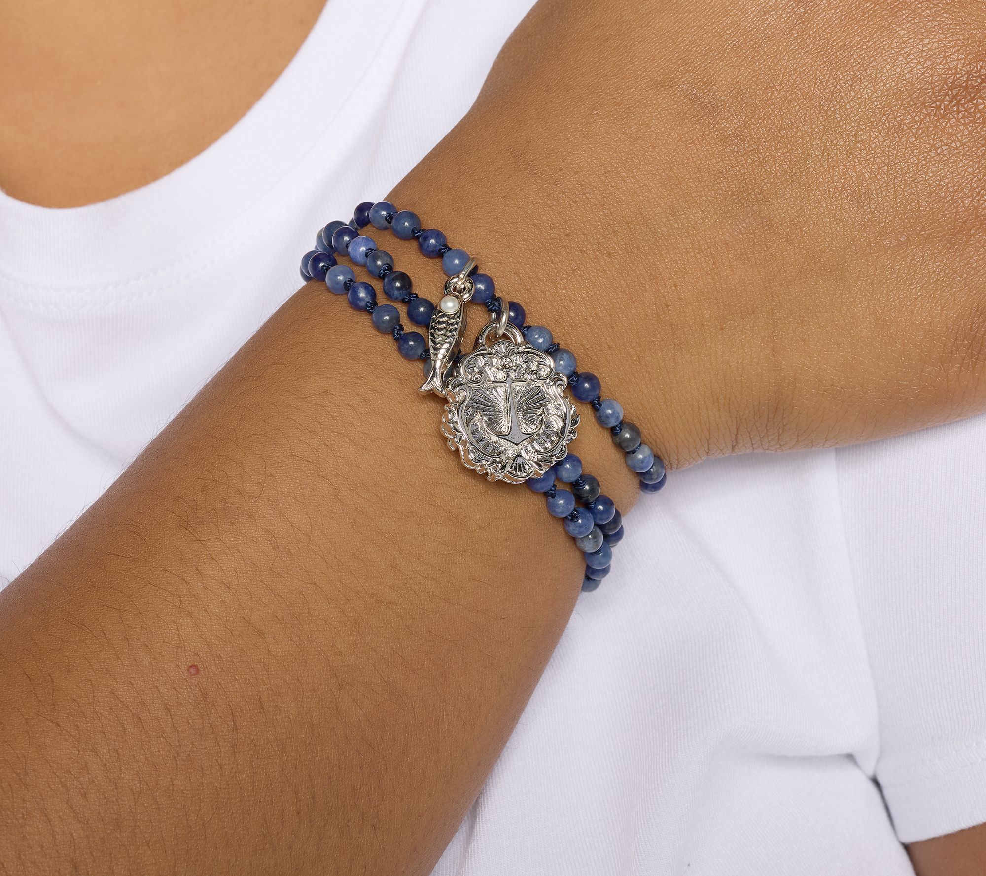 Divinely Guided by Theresa Caputo Sodalite Hand-Knotted Charm Necklace