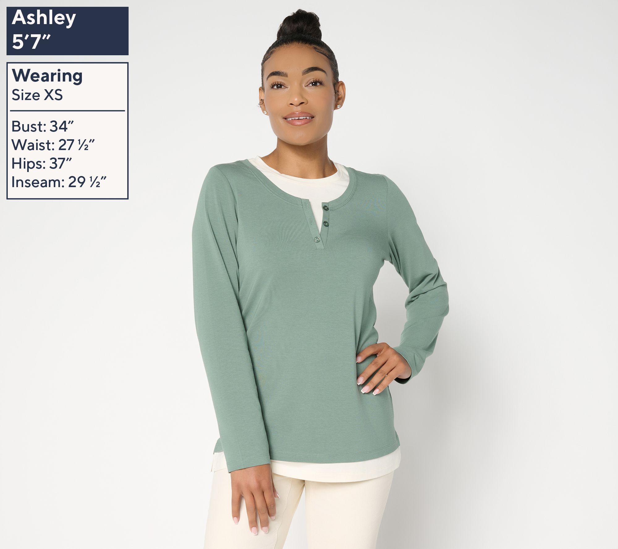 Denim & Co. Essentials So Soft Jersey Henley 2fer Top