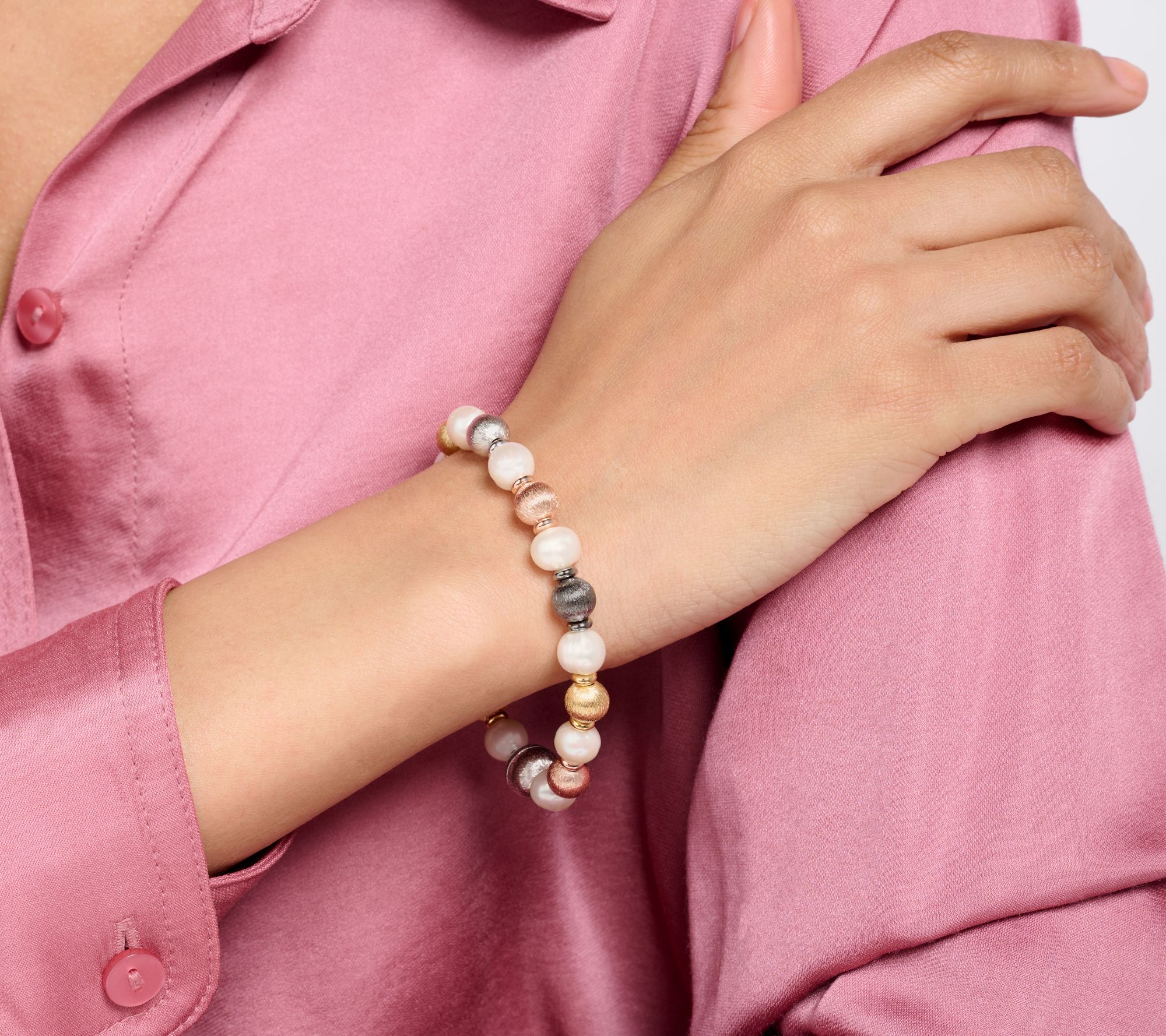 Honora Cultured Pearl Magnetic Satin Bead Bracelet, Bronze