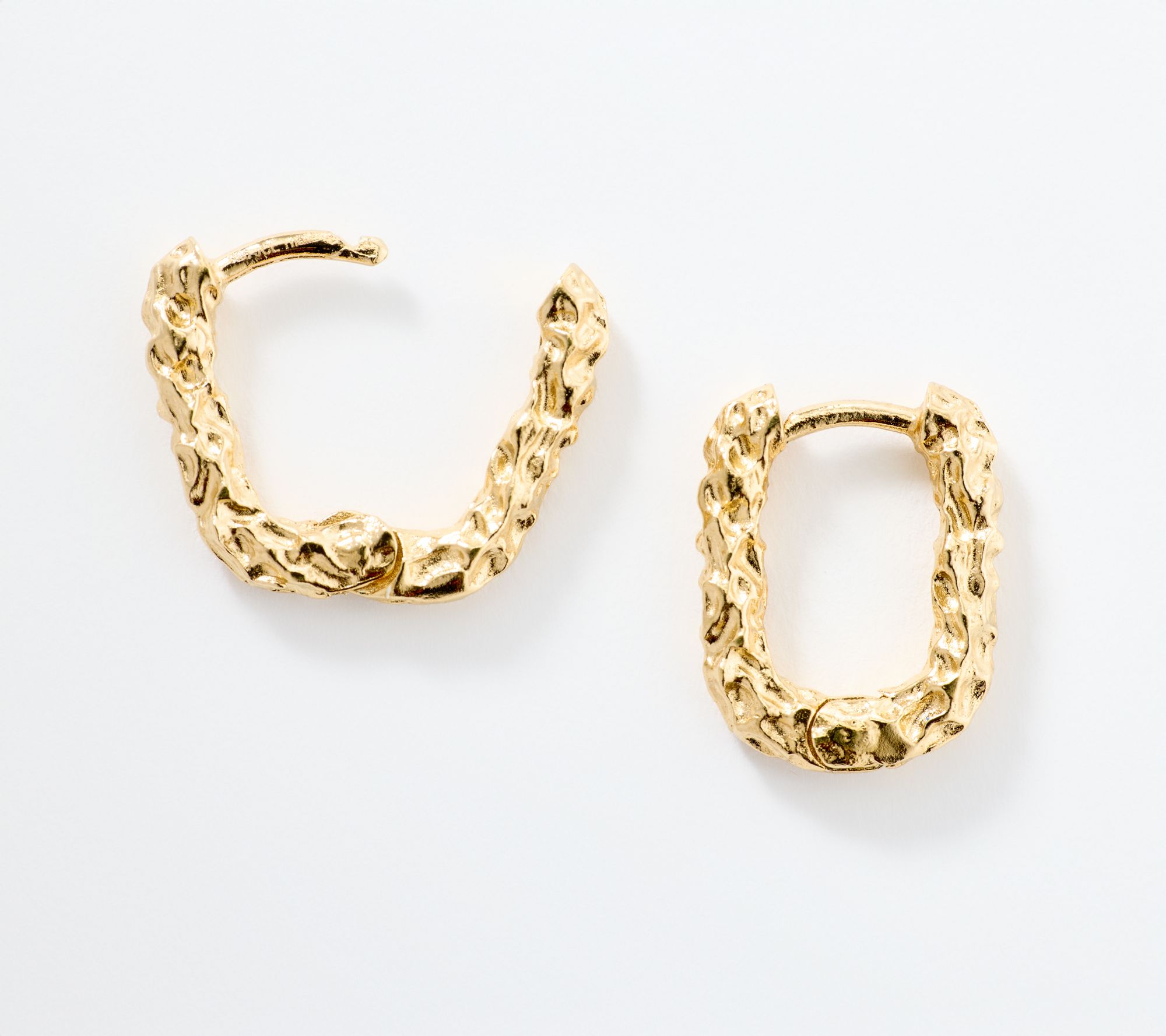 Silver Style Molten Oval 13mm Hoop Earrings, Sterling Silver