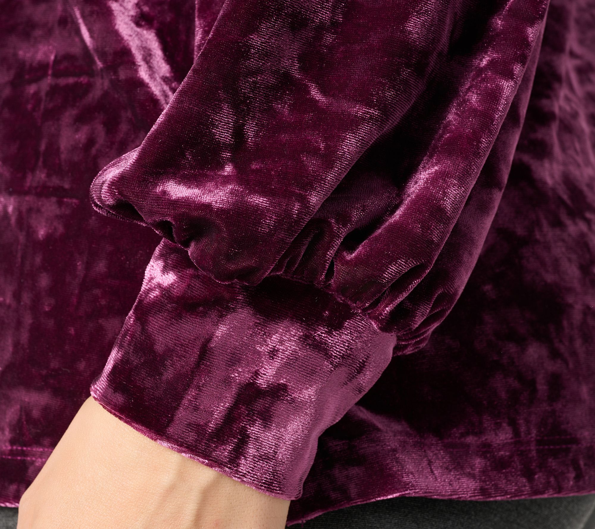 Belle Boho by Kim Gravel Crushed Velvet Blouson Sleeve Top